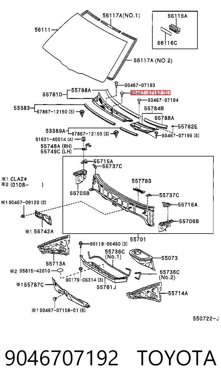 9046707192 Toyota Пістон (кліп) кріплення підкрилки переднього крила