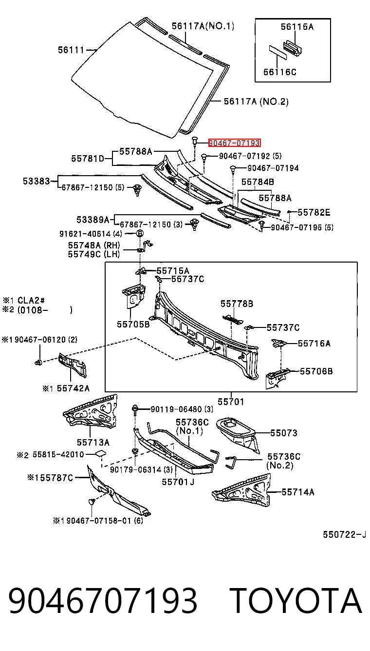 9046707193 Toyota Пістон (кліп) кріплення підкрилки переднього крила