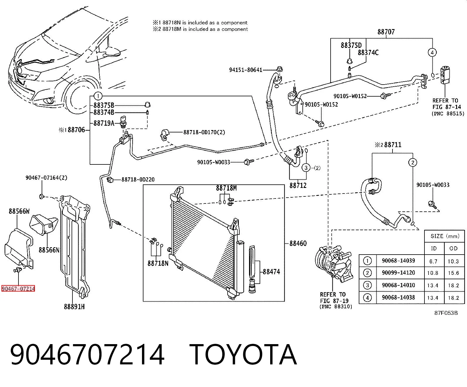 9046707214 Toyota Пістон (кліп) кріплення підкрилки переднього крила