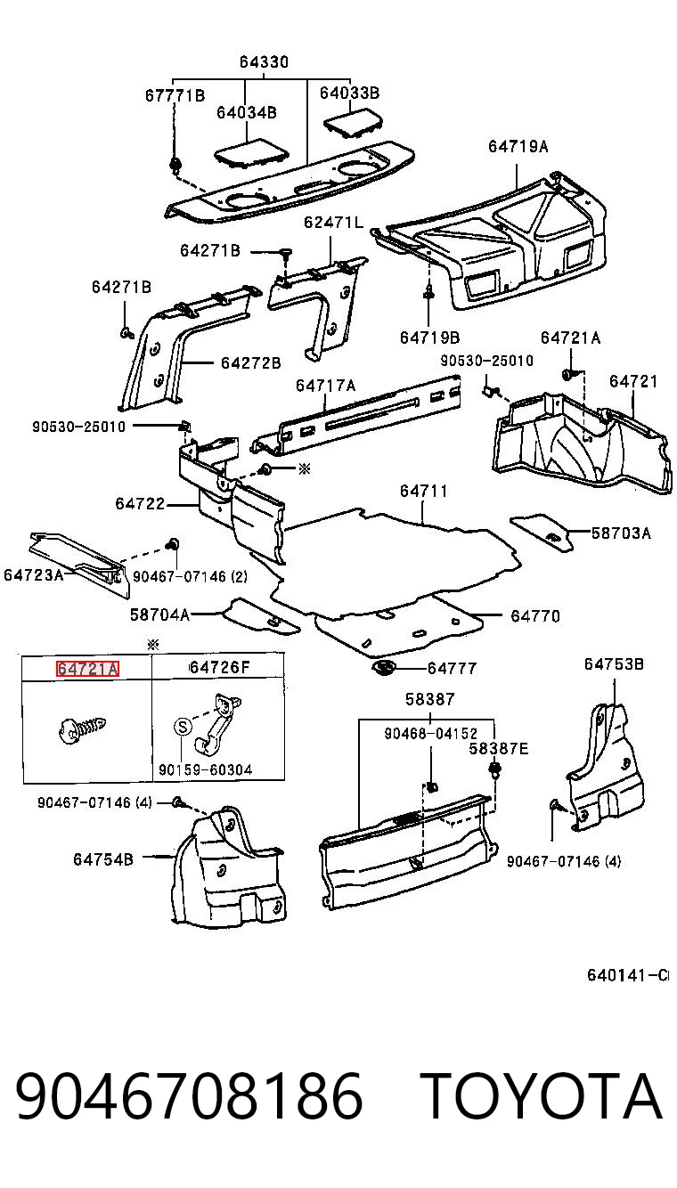 9046708186 Toyota Пістон (кліп) кріплення підкрилки переднього крила