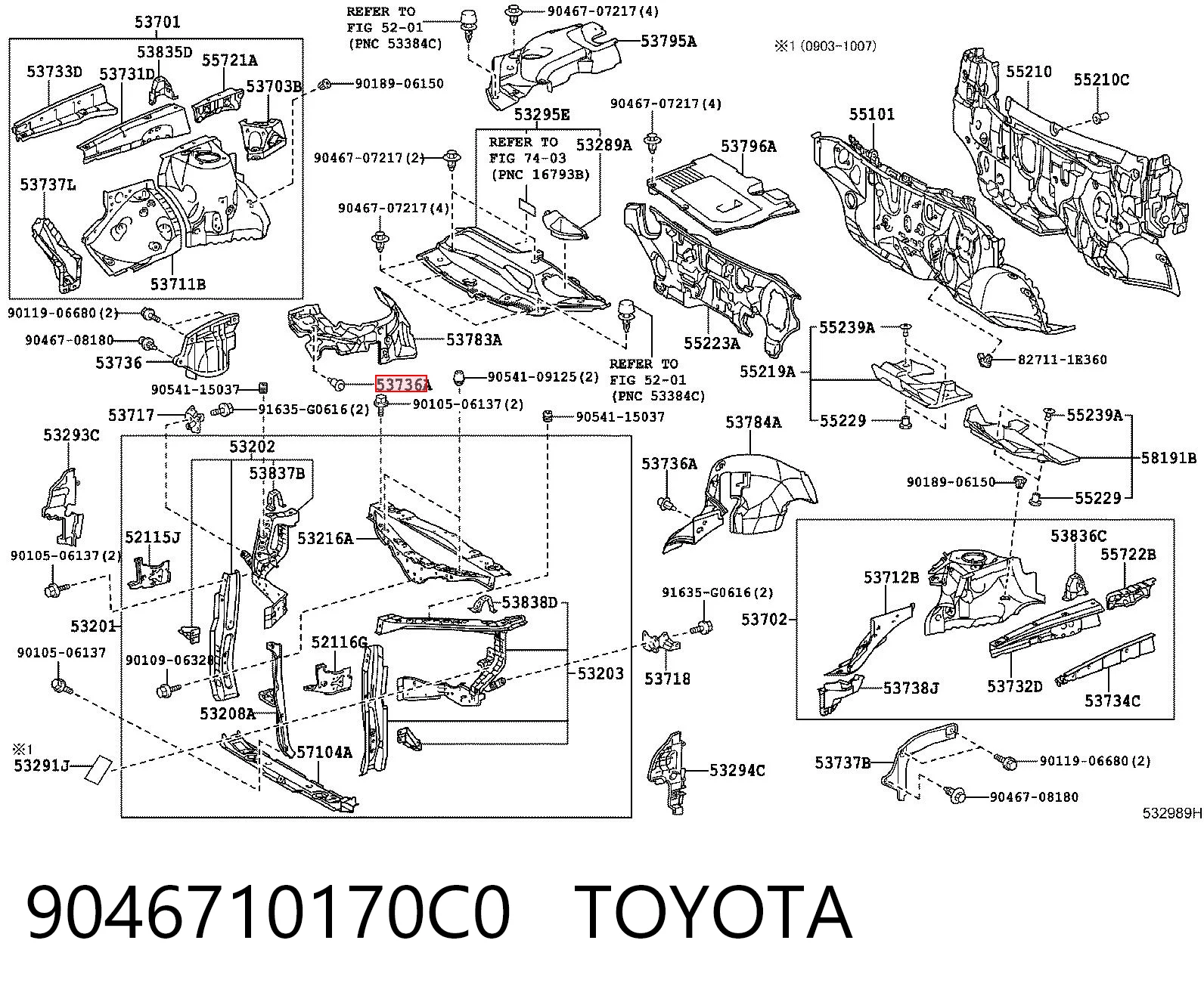 9046710170C0 Toyota Пістон (кліп) кріплення підкрилки переднього крила