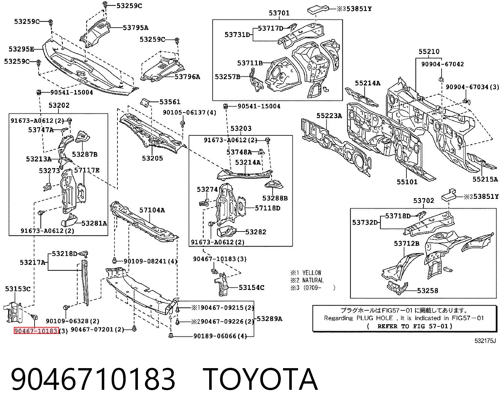 9046710183 Toyota Пістон (кліп) кріплення підкрилки переднього крила
