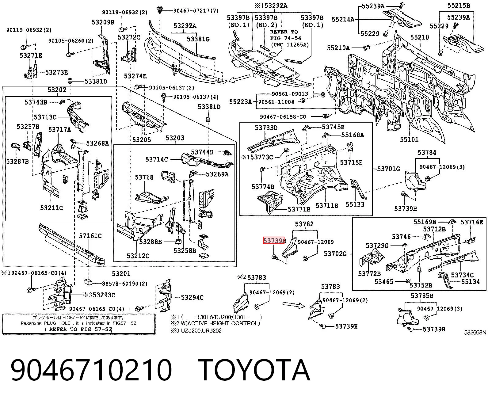9046710210 Toyota Пістон (кліп) кріплення підкрилки переднього крила