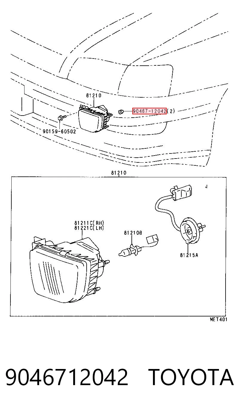 9046712042 Toyota Пістон (кліп) кріплення підкрилки переднього крила