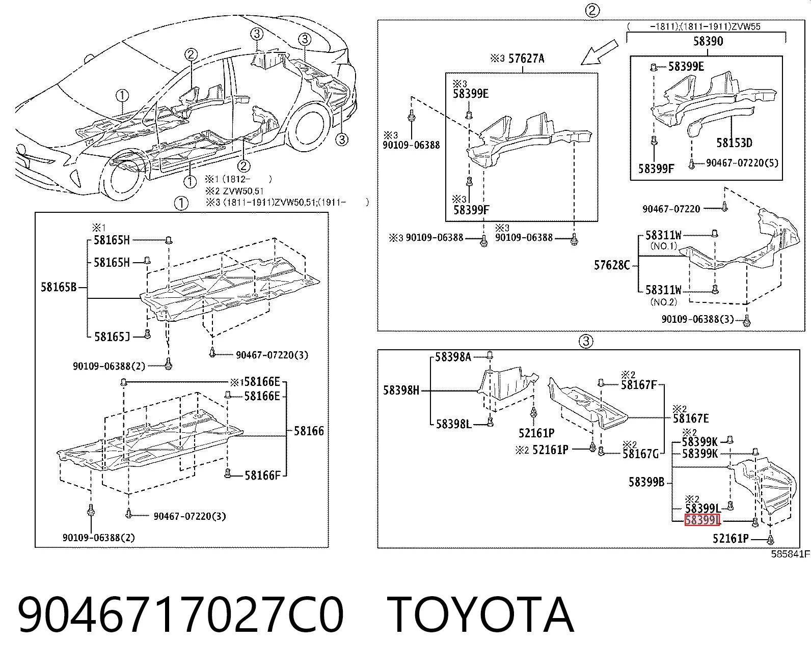 9046717027C0 Toyota Кліпса захисту днища