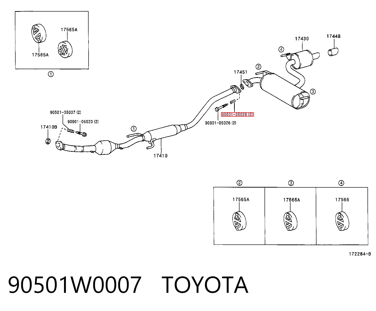 90501W0007 Toyota Пружин вихлопної системи
