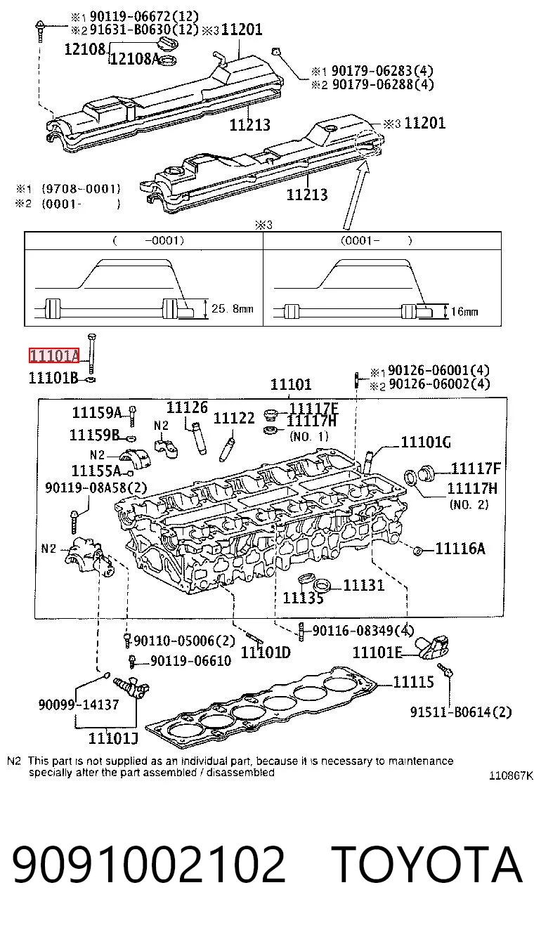 9091002102 Toyota Болт кріплення головки блоку циліндрів