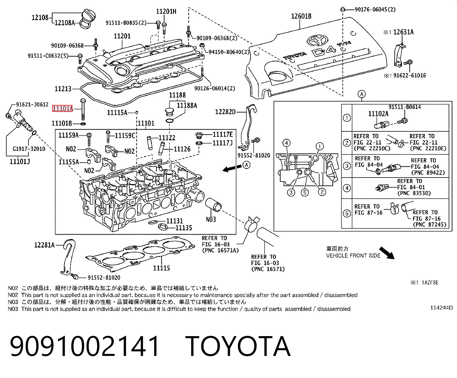 Болт кріплення головки блоку циліндрів на Toyota Highlander I ACU2, MCU2