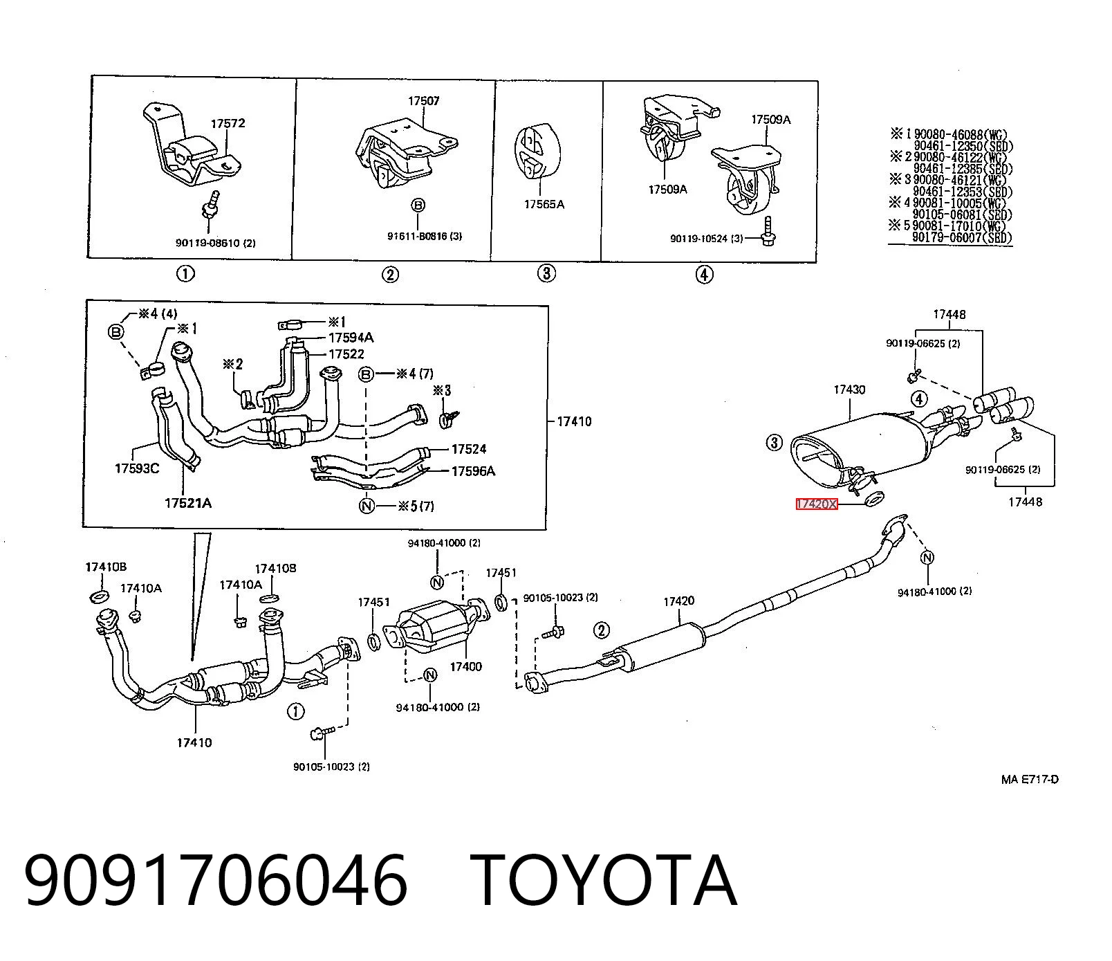 9091706046 Toyota Прокладка монтажна, глушника
