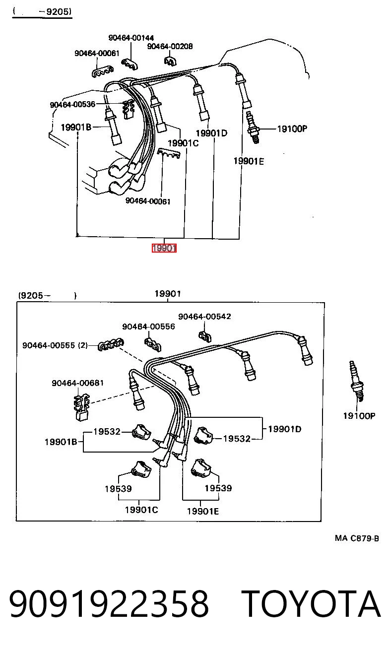 Проводи високовольтні на Toyota Hiace IV H1, H2