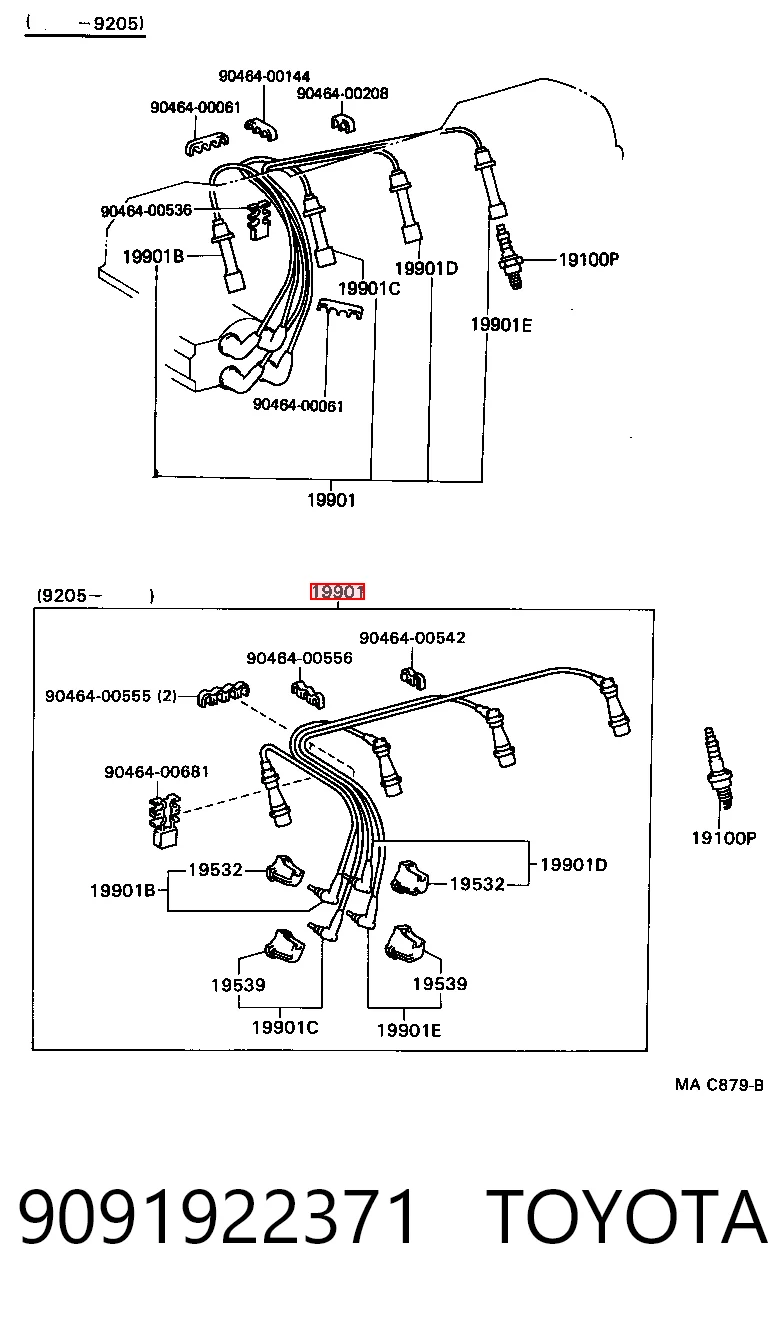 9091922371 Toyota Проводи високовольтні