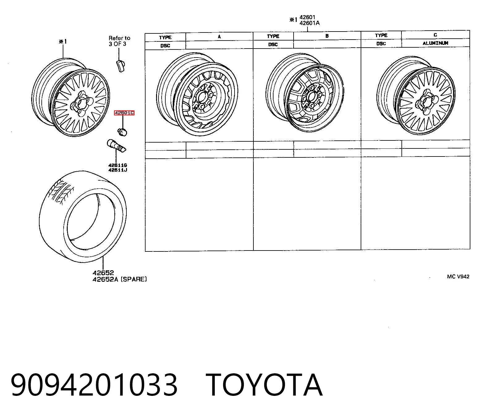 9094201033 Toyota Гайка колеса