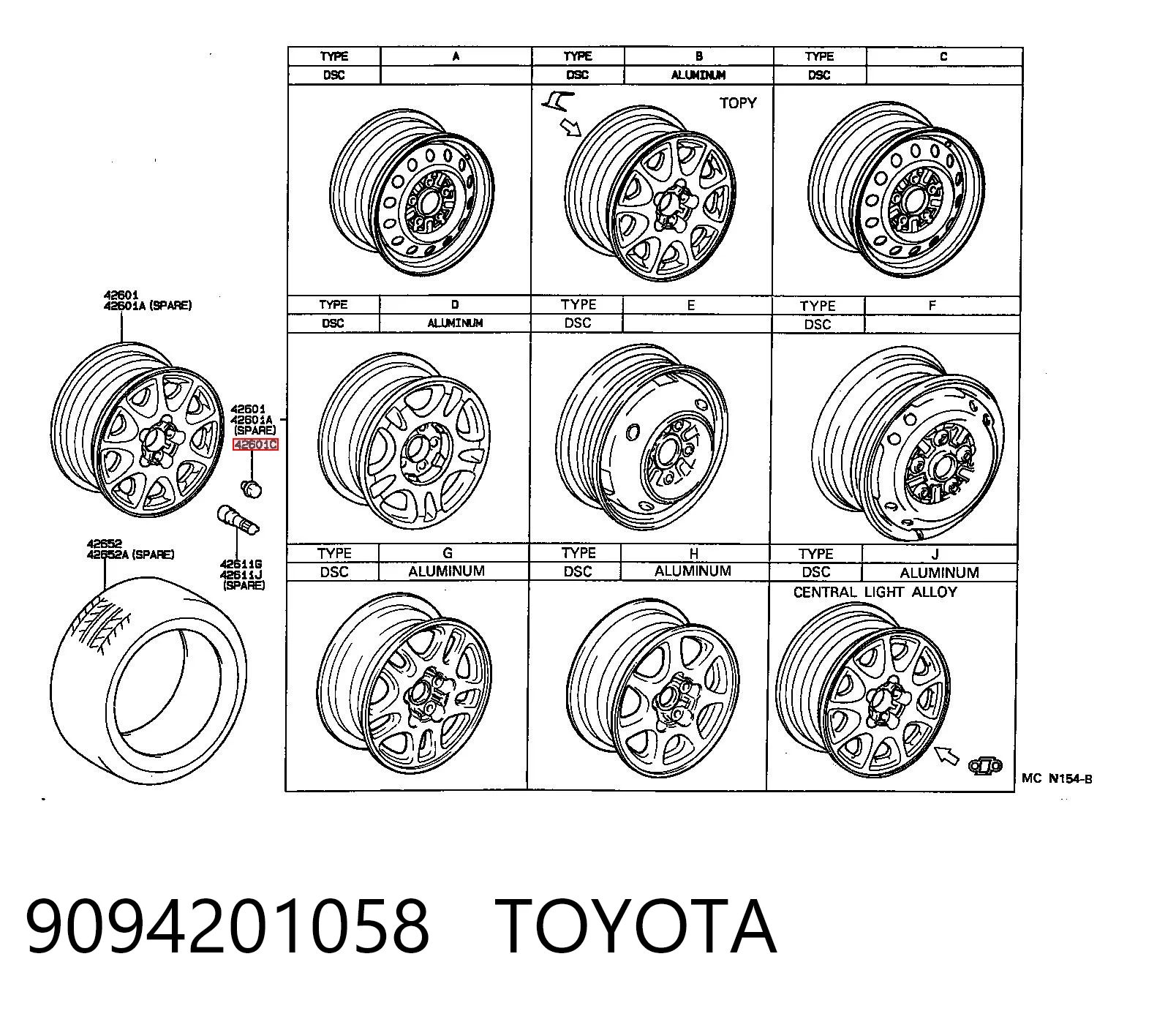 9094201058 Toyota Гайка колеса