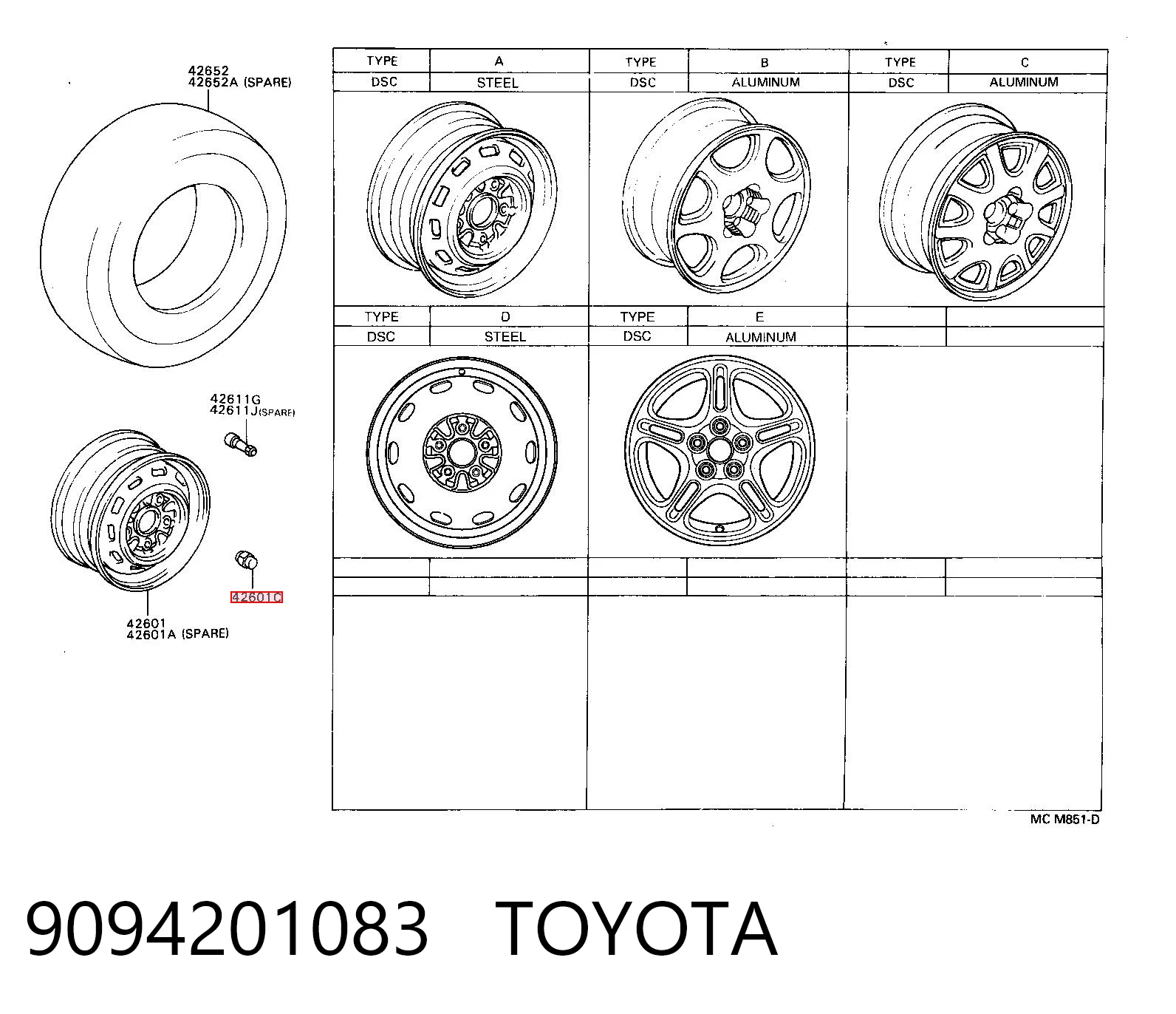 9094201083 Toyota Гайка колеса