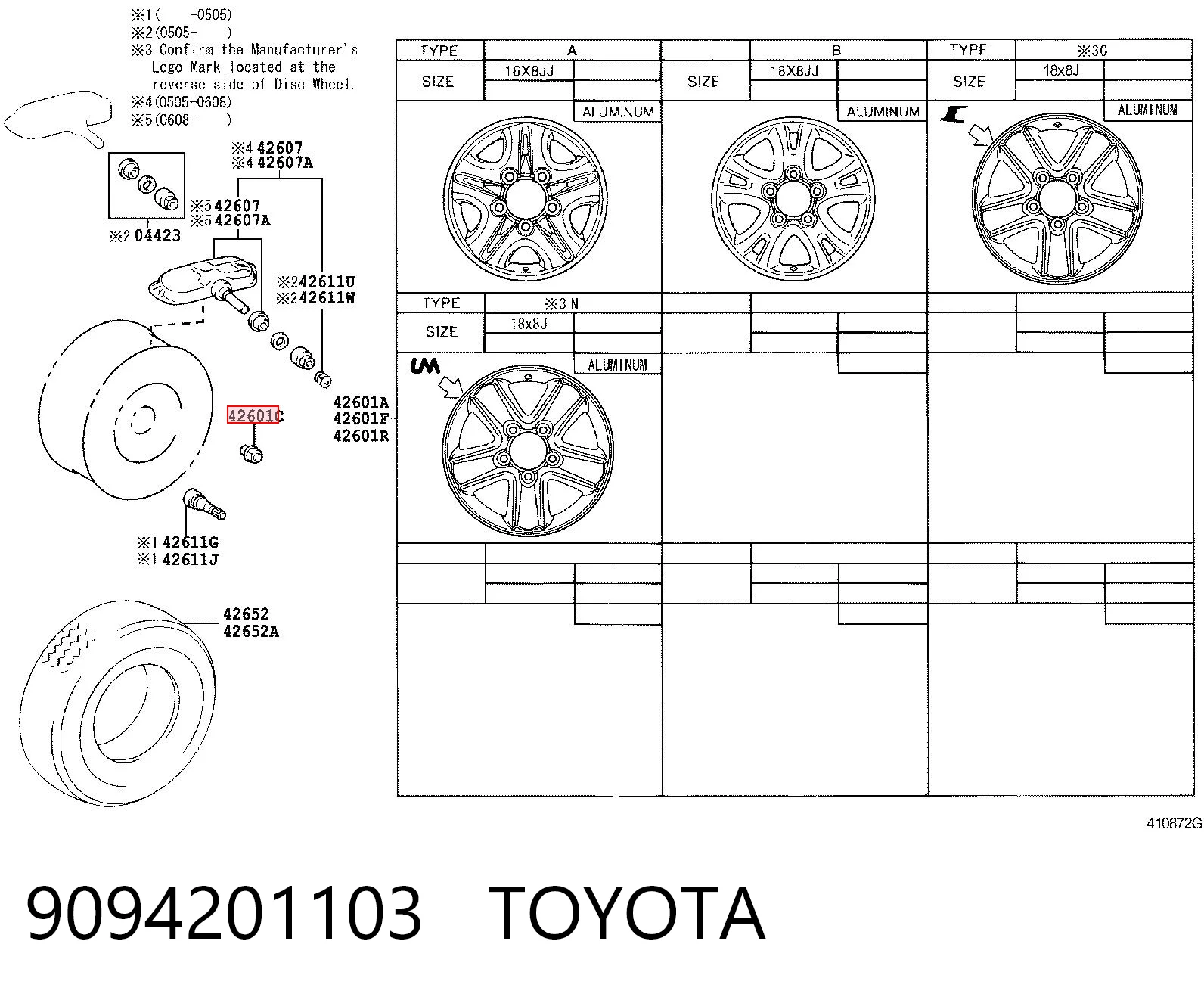 9094201103 Toyota Гайка колеса