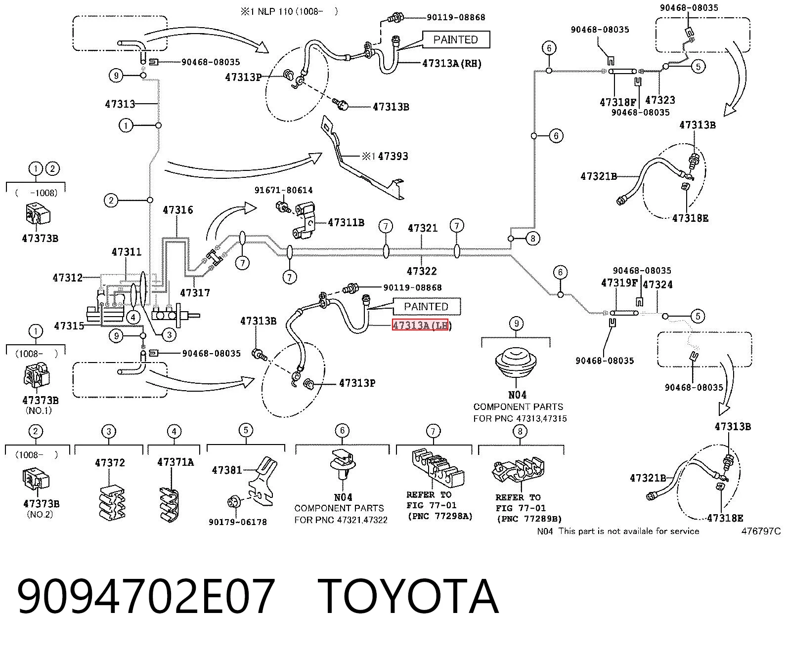 Купити Гальмівні шланги передні Toyota Yaris  SP90