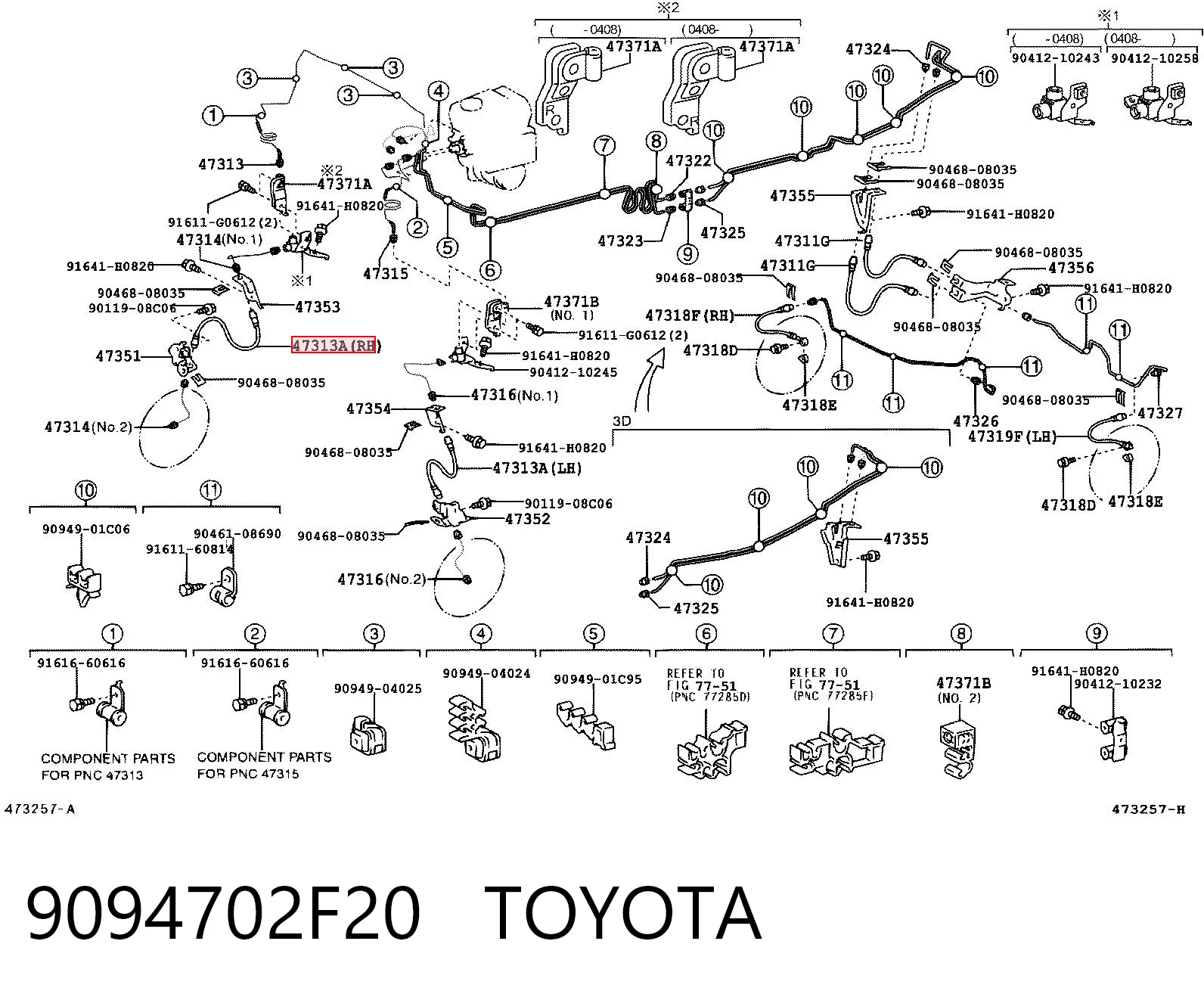9094702F20 Toyota Гнучка гальмівна трубка передня