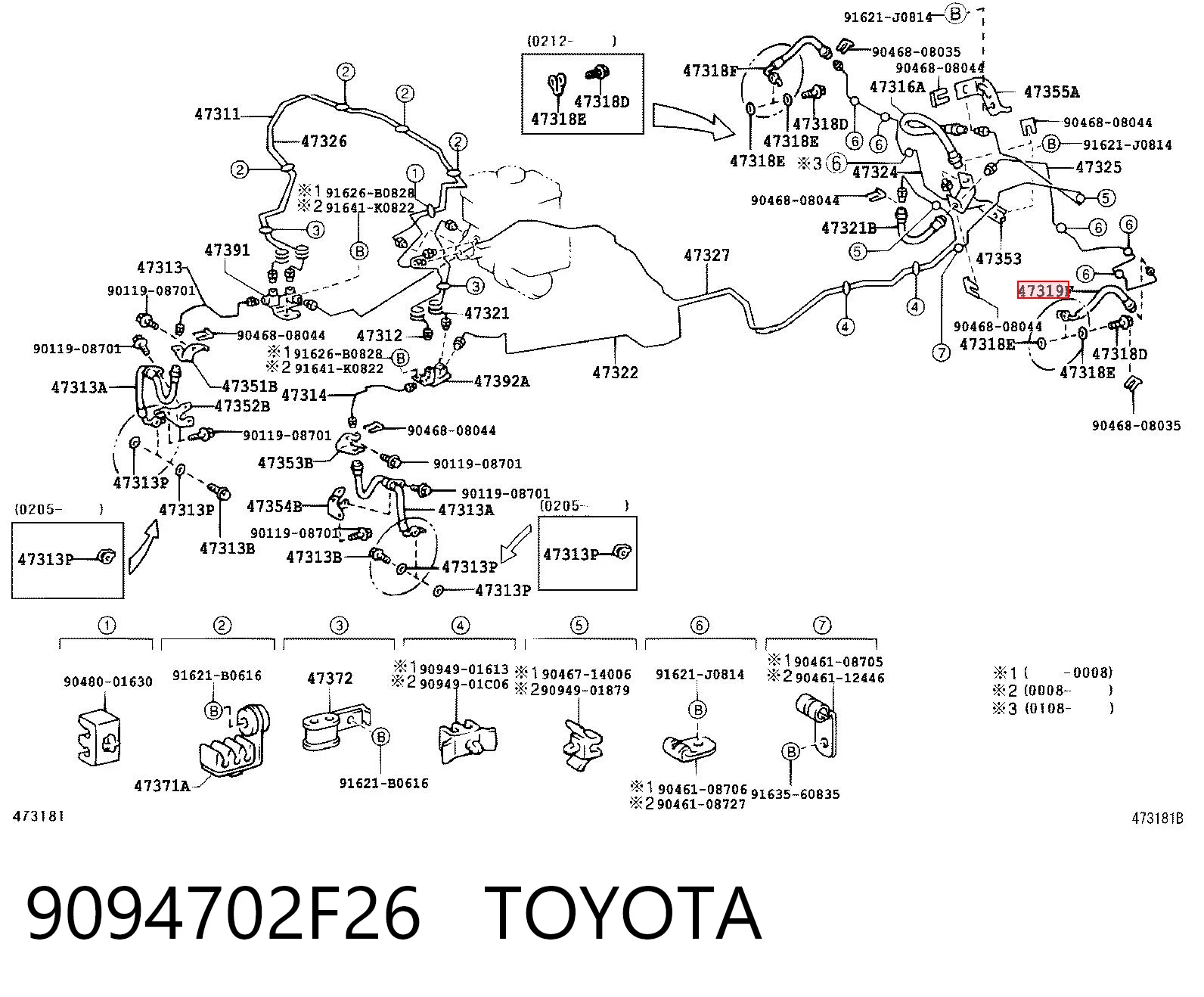 9094702F26 Toyota Шланг гальмівний задній, лівий