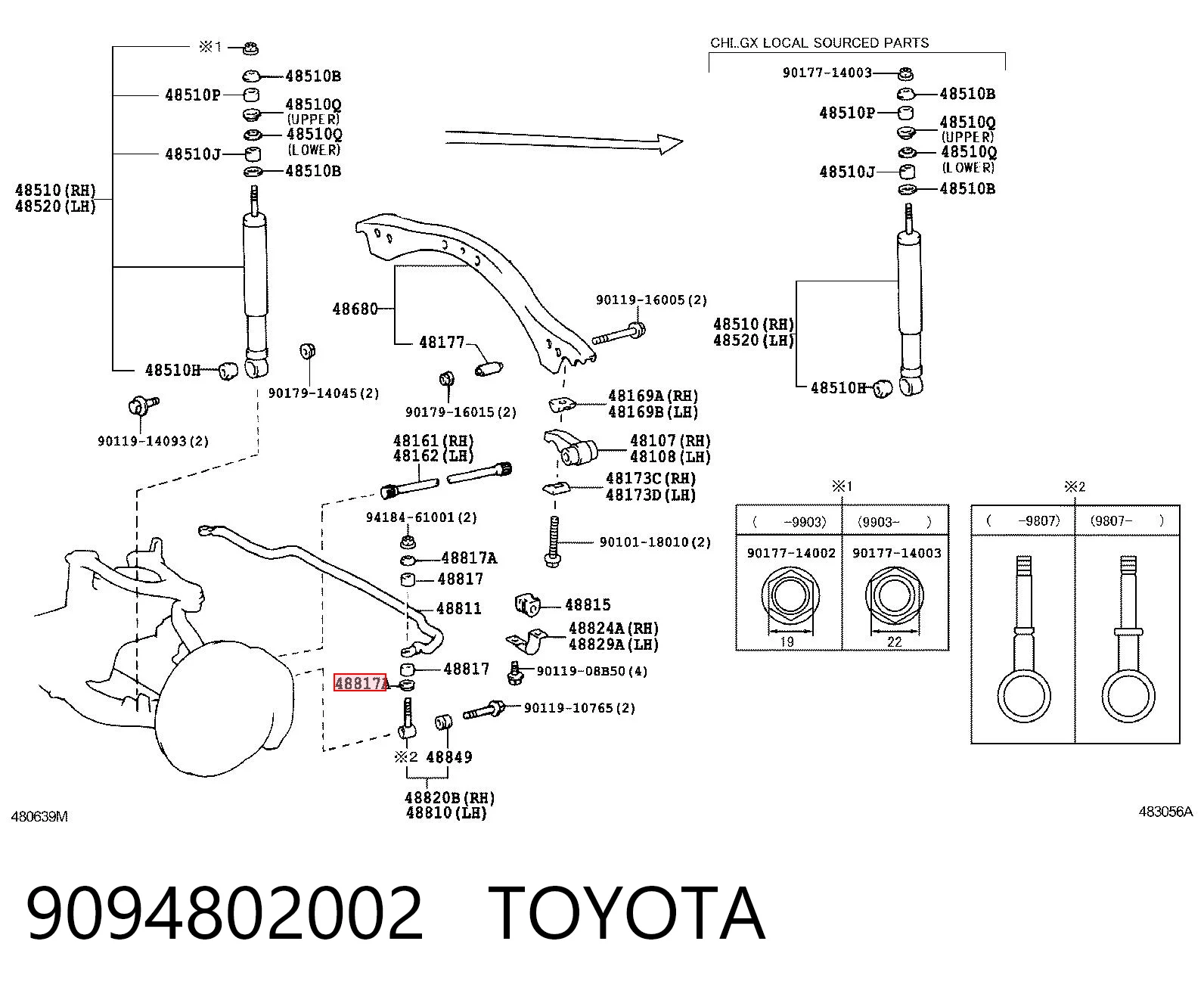 9094802002 Toyota Шайба втулки штока переднього амортизатора