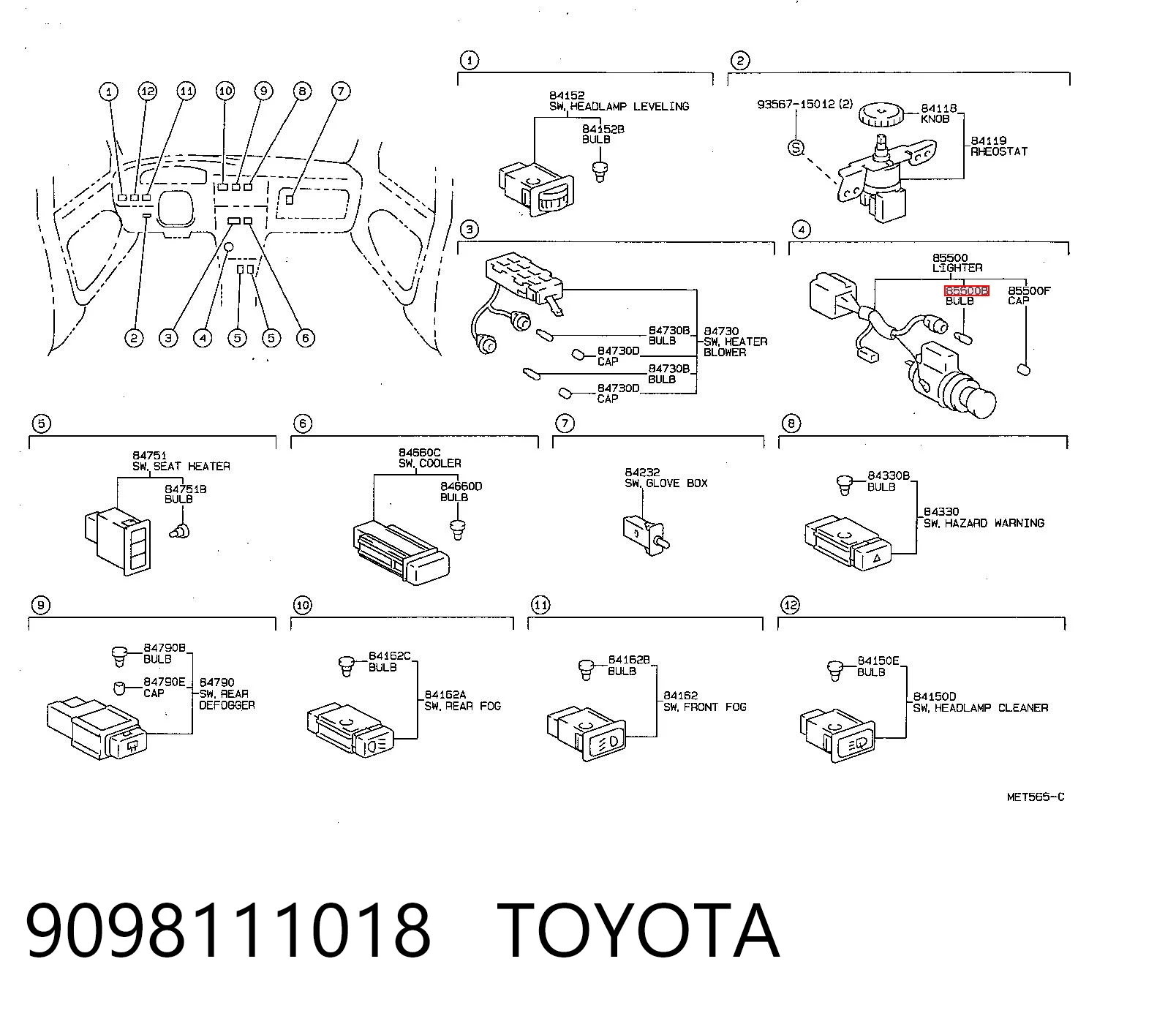 Лампочка щитка / панелі приладів 1354870 DAF