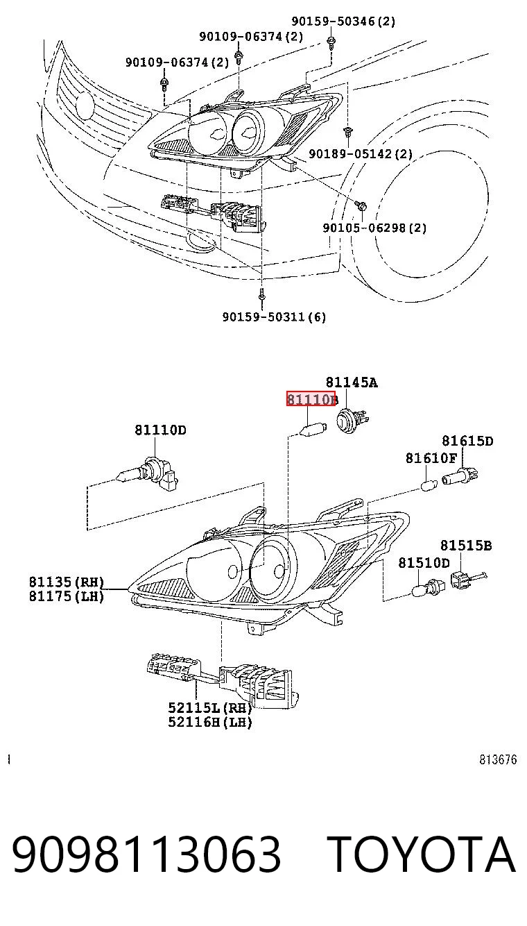 9098113063 Toyota Лампочка галогенна
