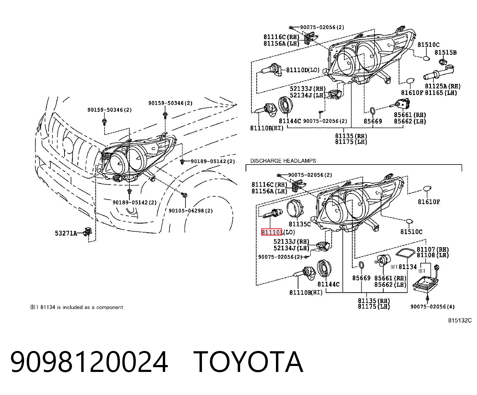 9098120024 Toyota Лампочка ксеноновая