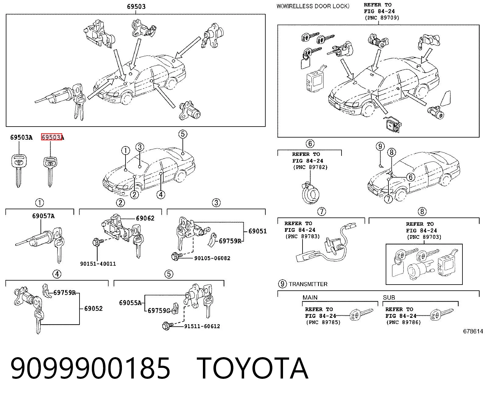 9099900185 Toyota Заготівля ключа