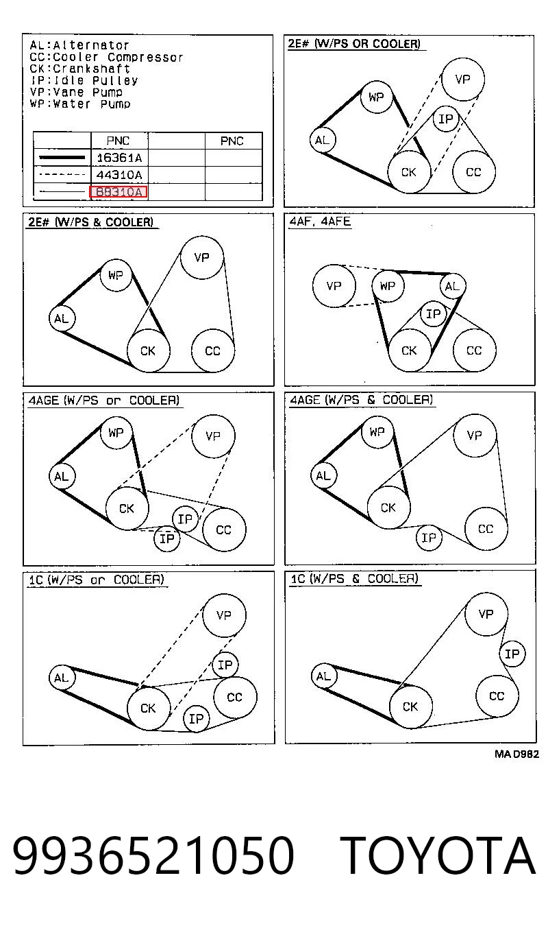 9936521050 Toyota Поліклиновий ремінь
