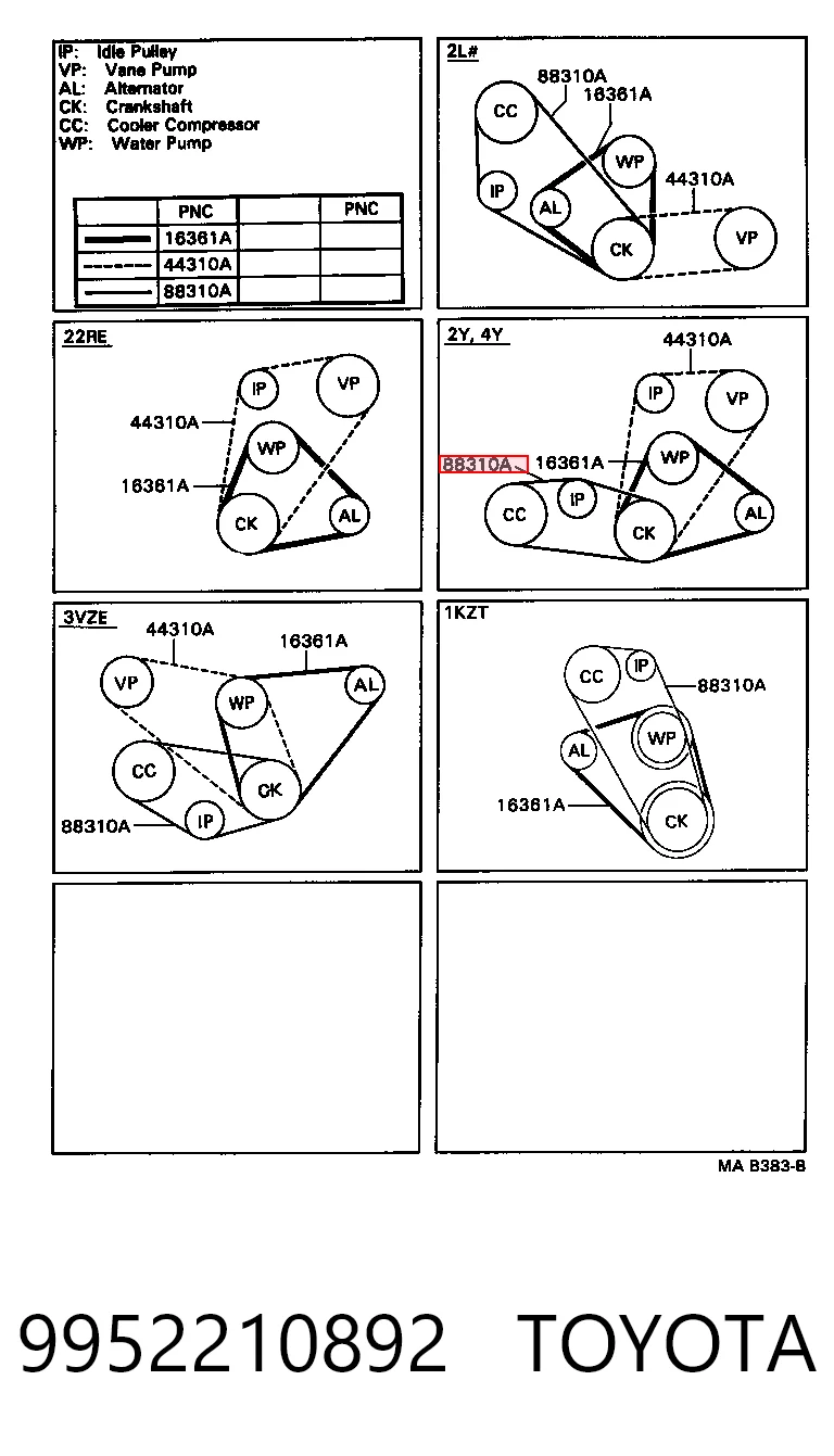 9952210892 Toyota Поліклиновий ремінь