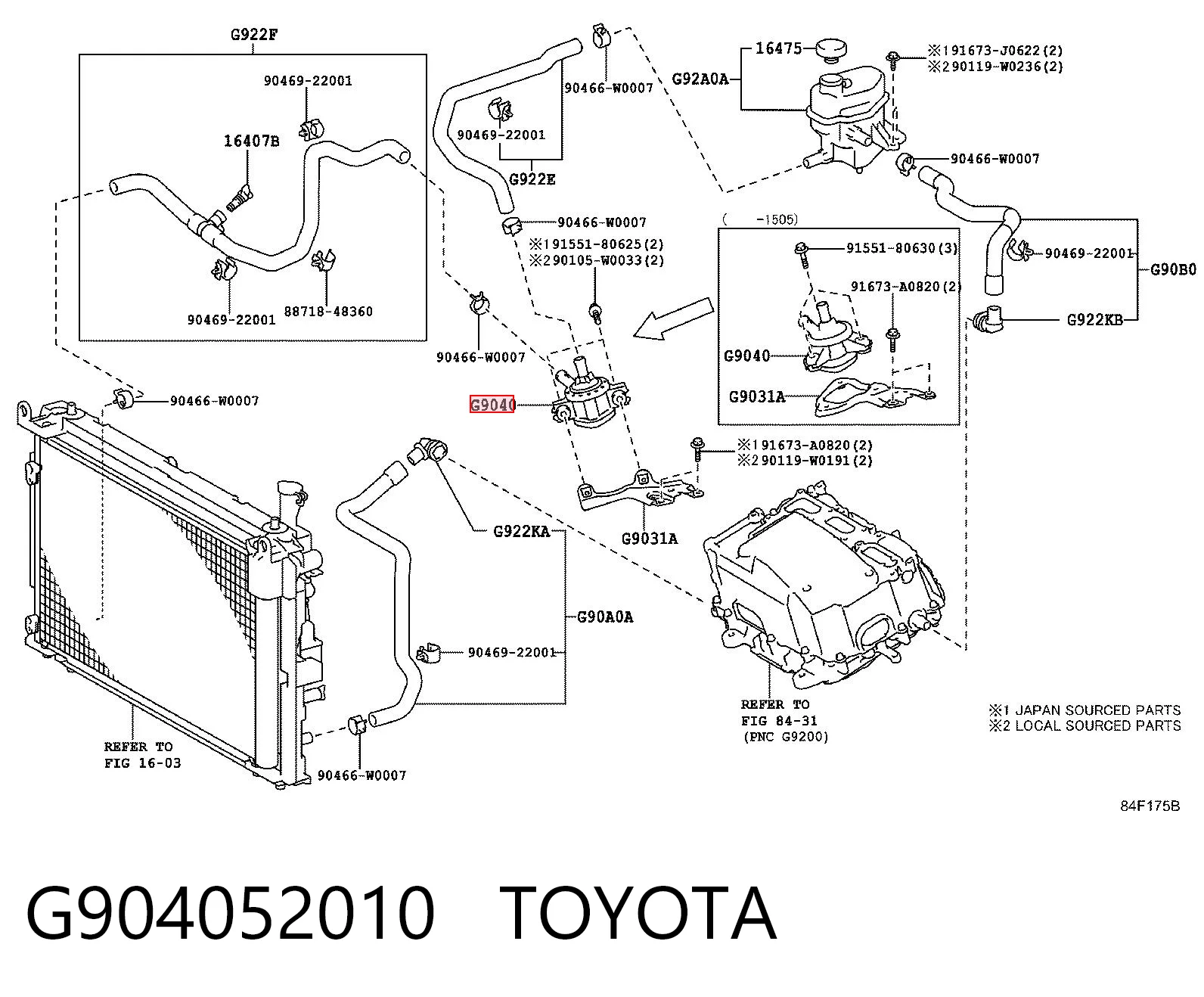 G904052010 Toyota Водяний насос охолодження електро додатковий