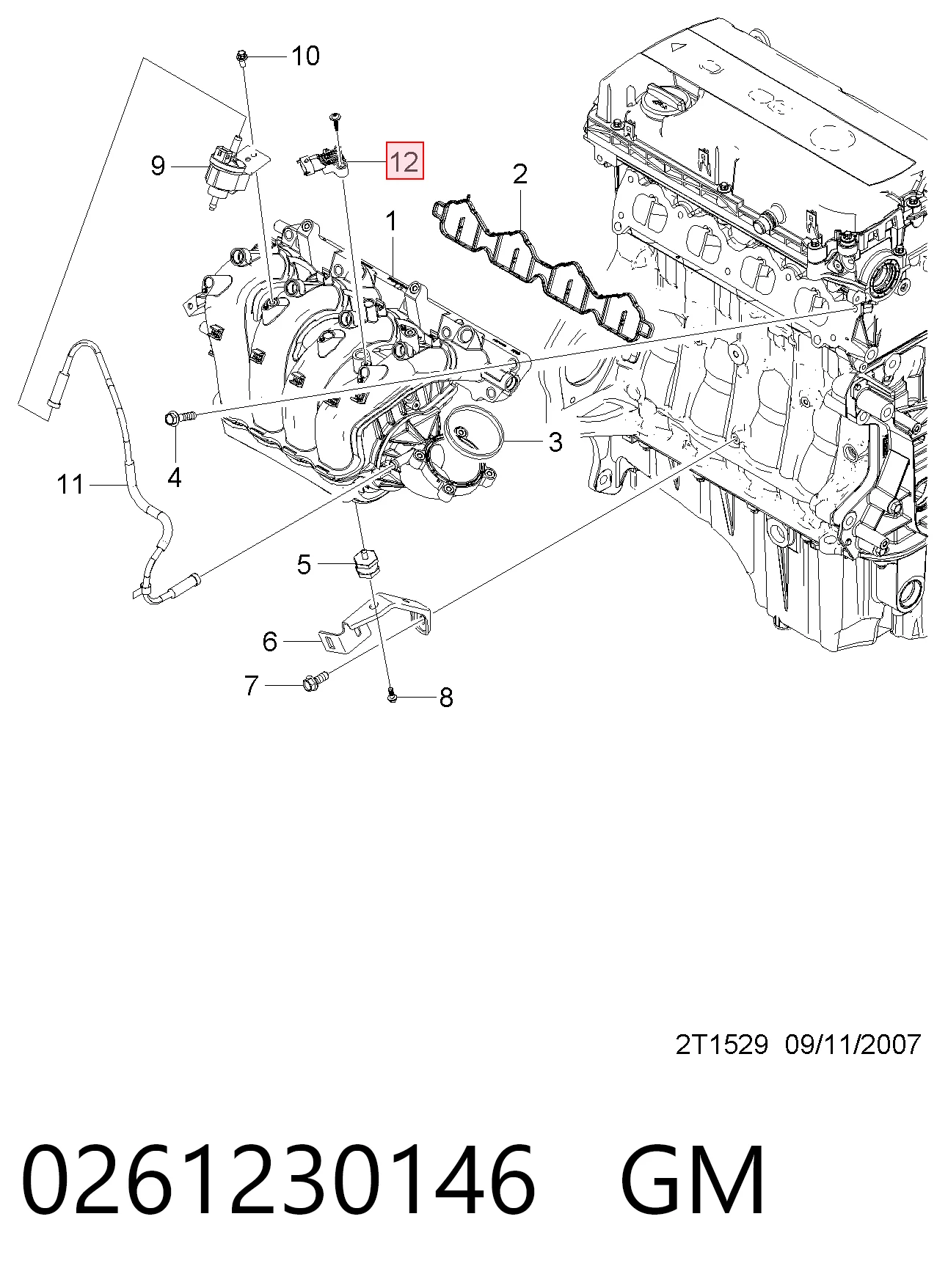 0261230146 General Motors Датчик наддува