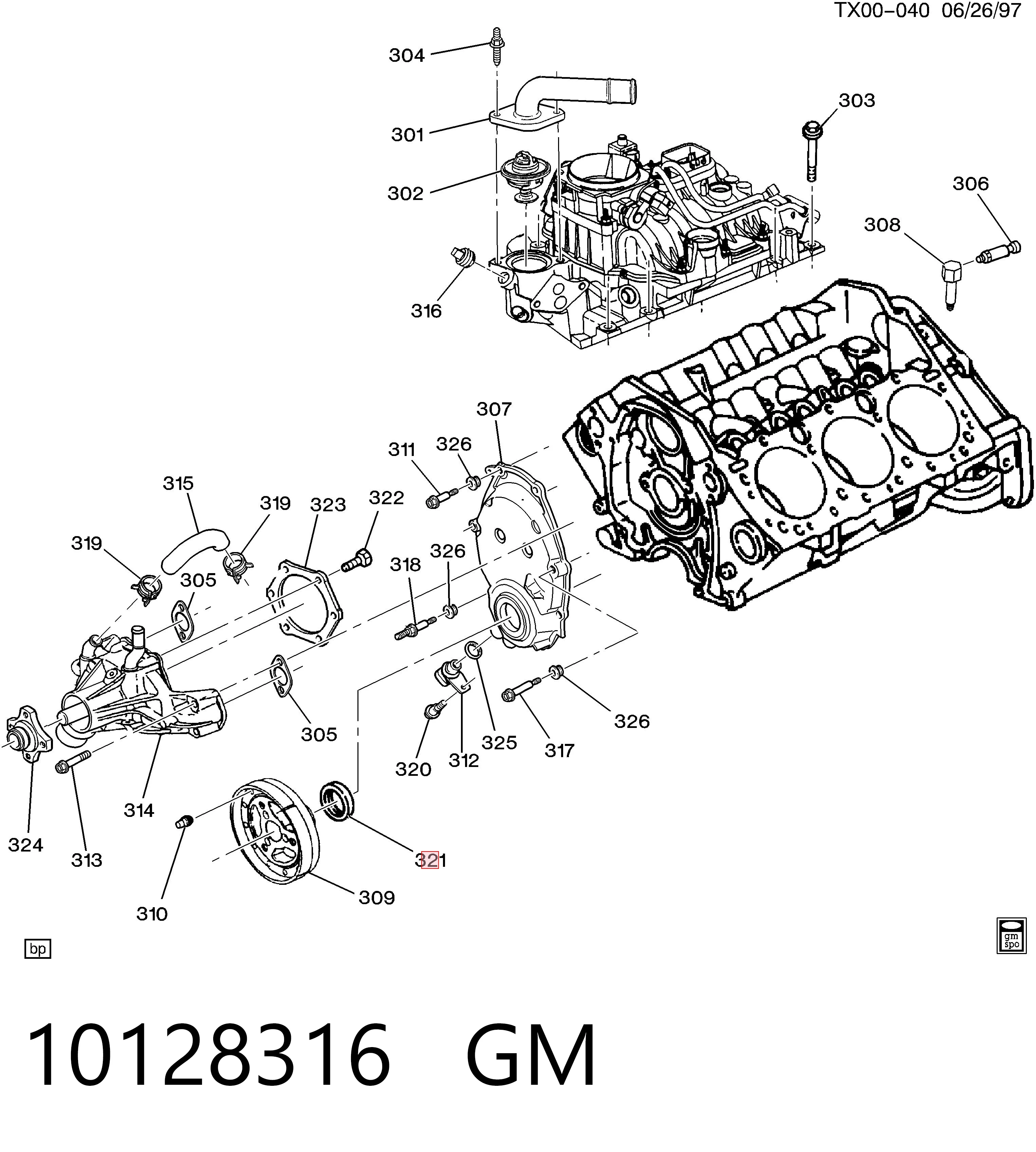 10128316 General Motors Сальник колінчастого валу
