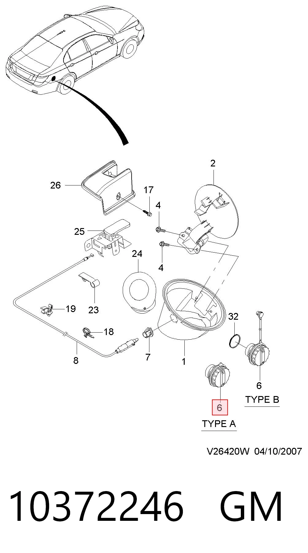 Пробка паливного бака Opel 10372246 ціна, від 12.67 USD