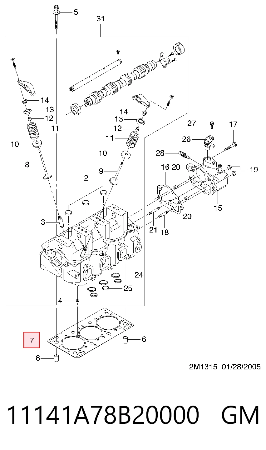 Купити Прокладка ГБЦ Chevrolet Spark (Matiz)  M200, M250