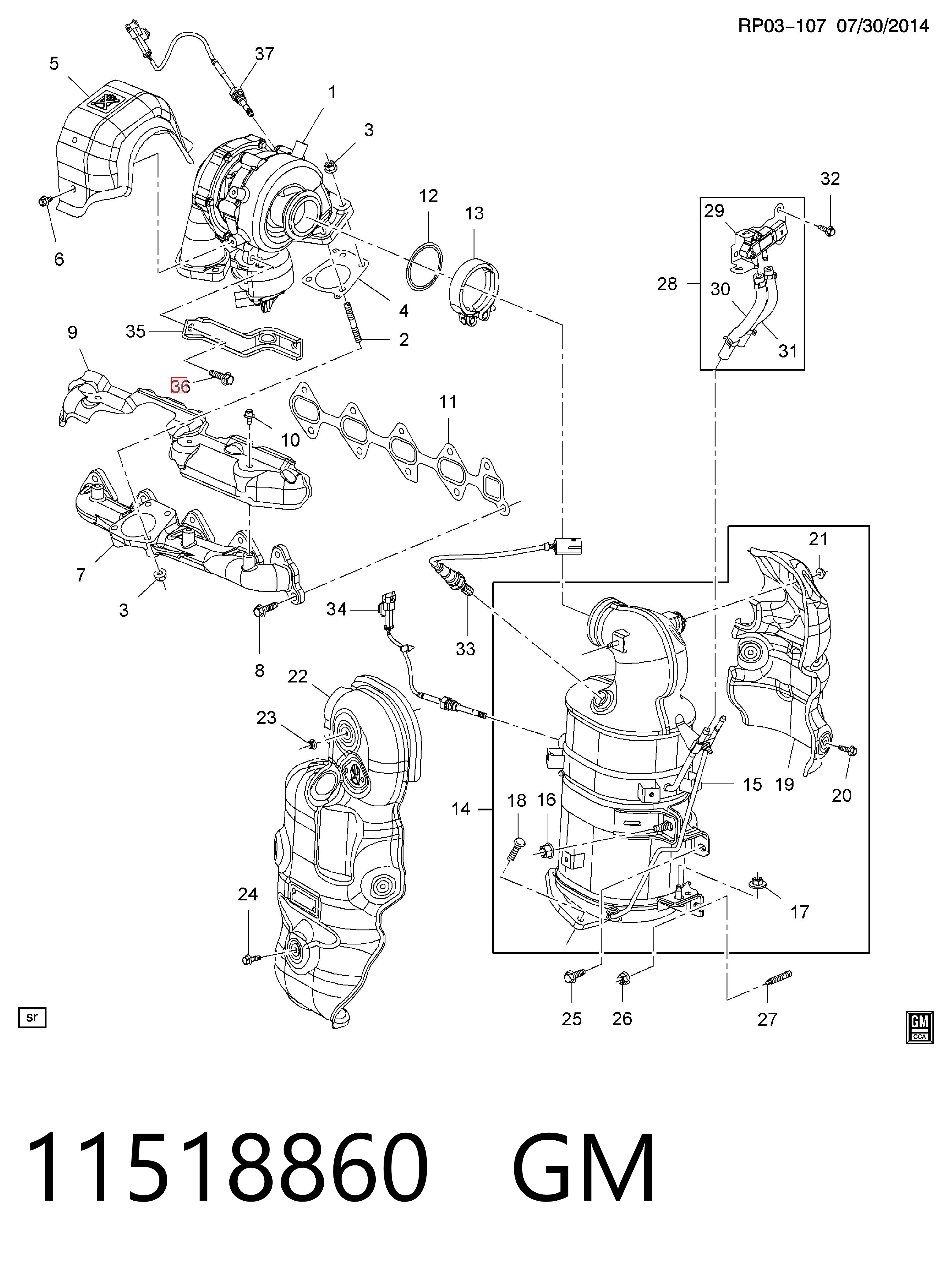 11518860 General Motors Болт (шпилька) випускного колектора