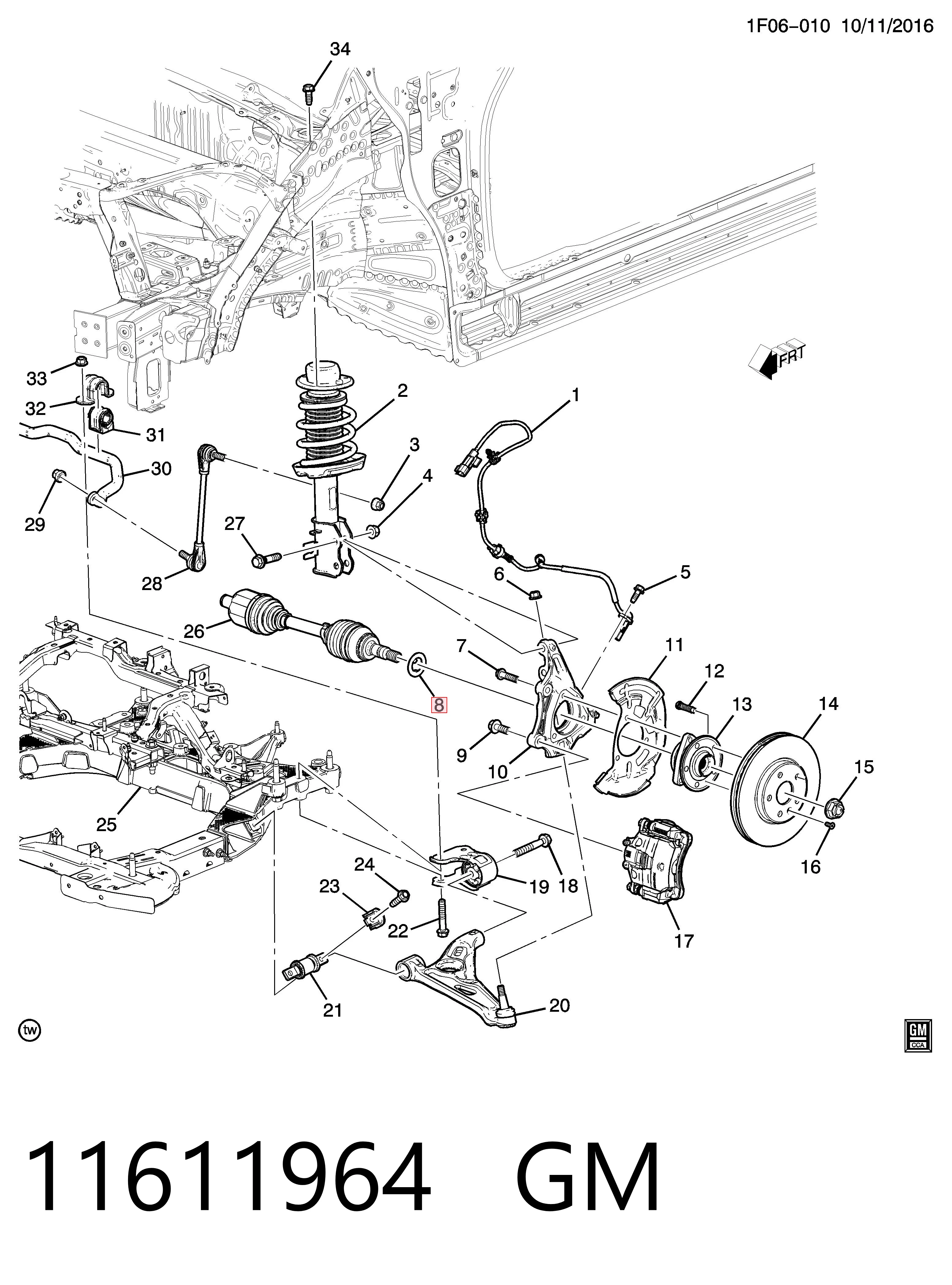 11611964 Peugeot/Citroen Кільце стопорне підшипника передньої маточини