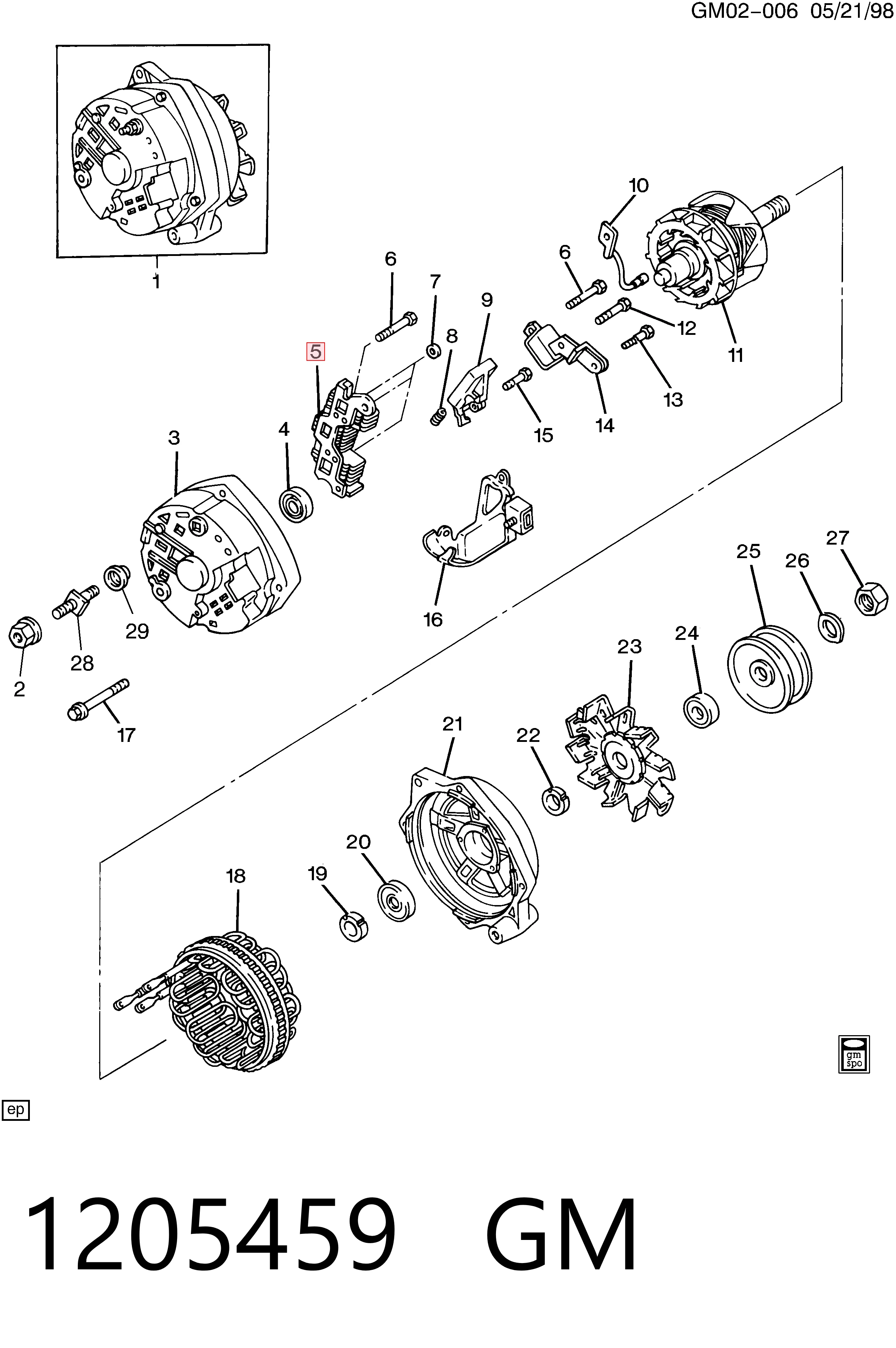 Міст доданий генератора Opel 1205459 ціна, від 16.98 USD
