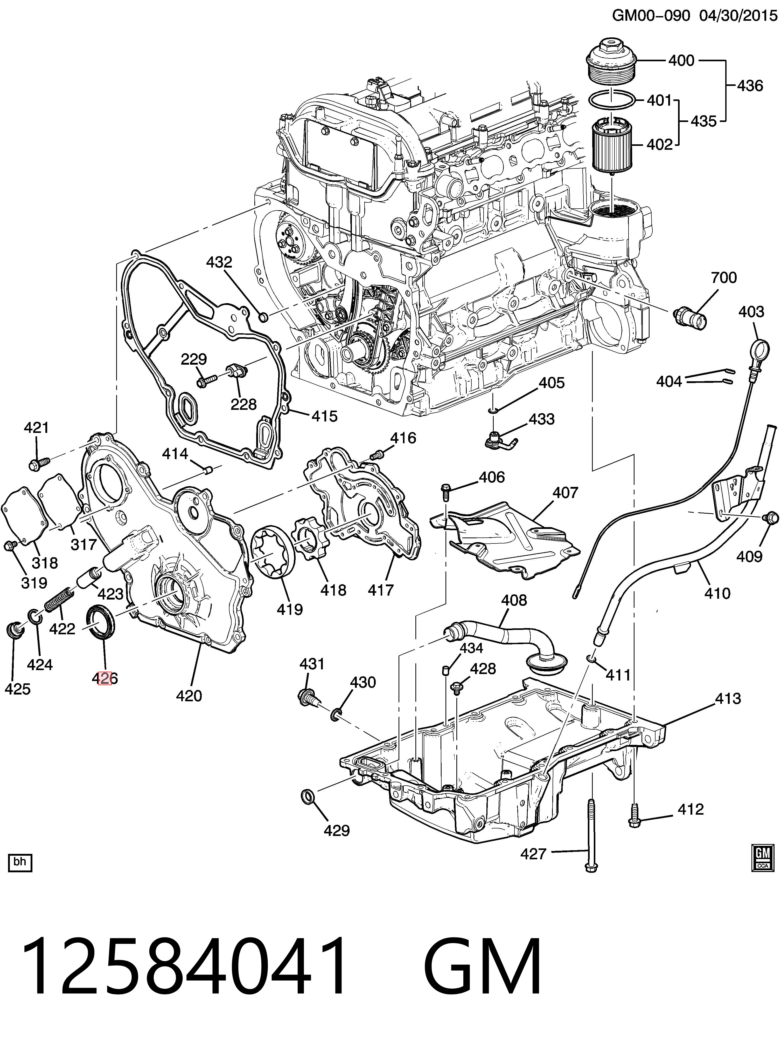 12584041 General Motors Сальник колінчастого валу