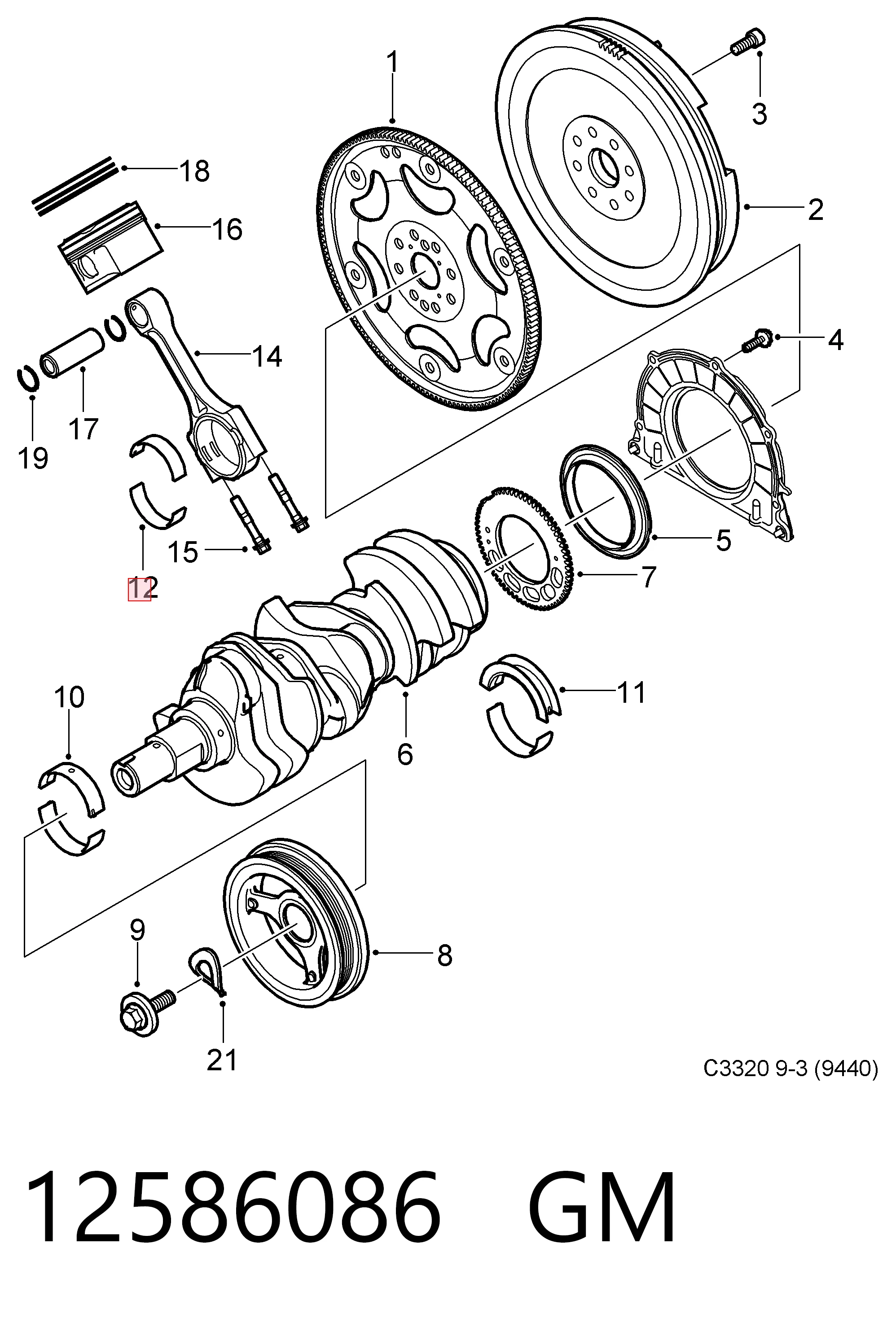 Купити 12636003 Peugeot/Citroen Вкладиші коленвала шатунні