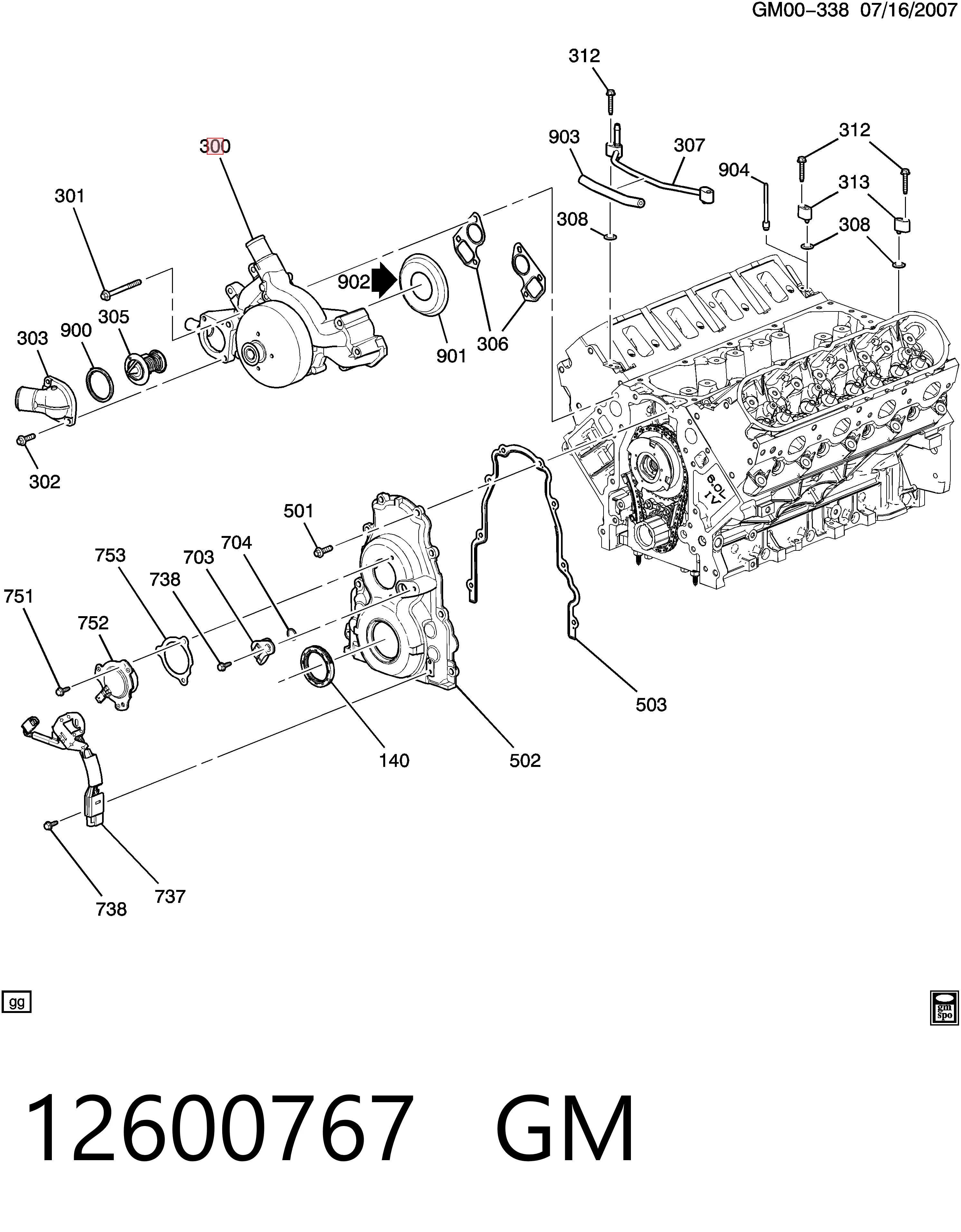 12600767 General Motors Насос охолодження