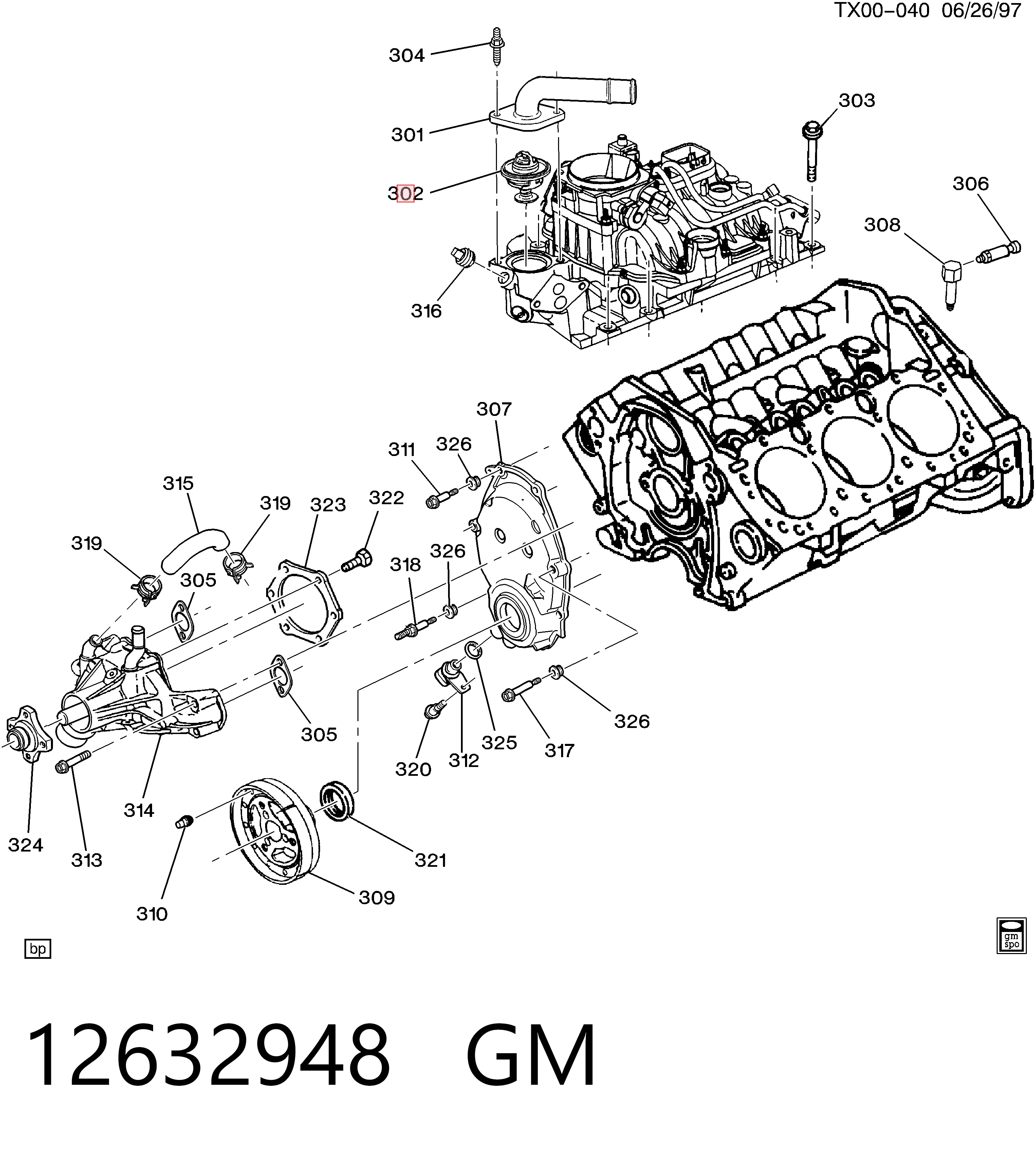 12632948 General Motors Авто термостат