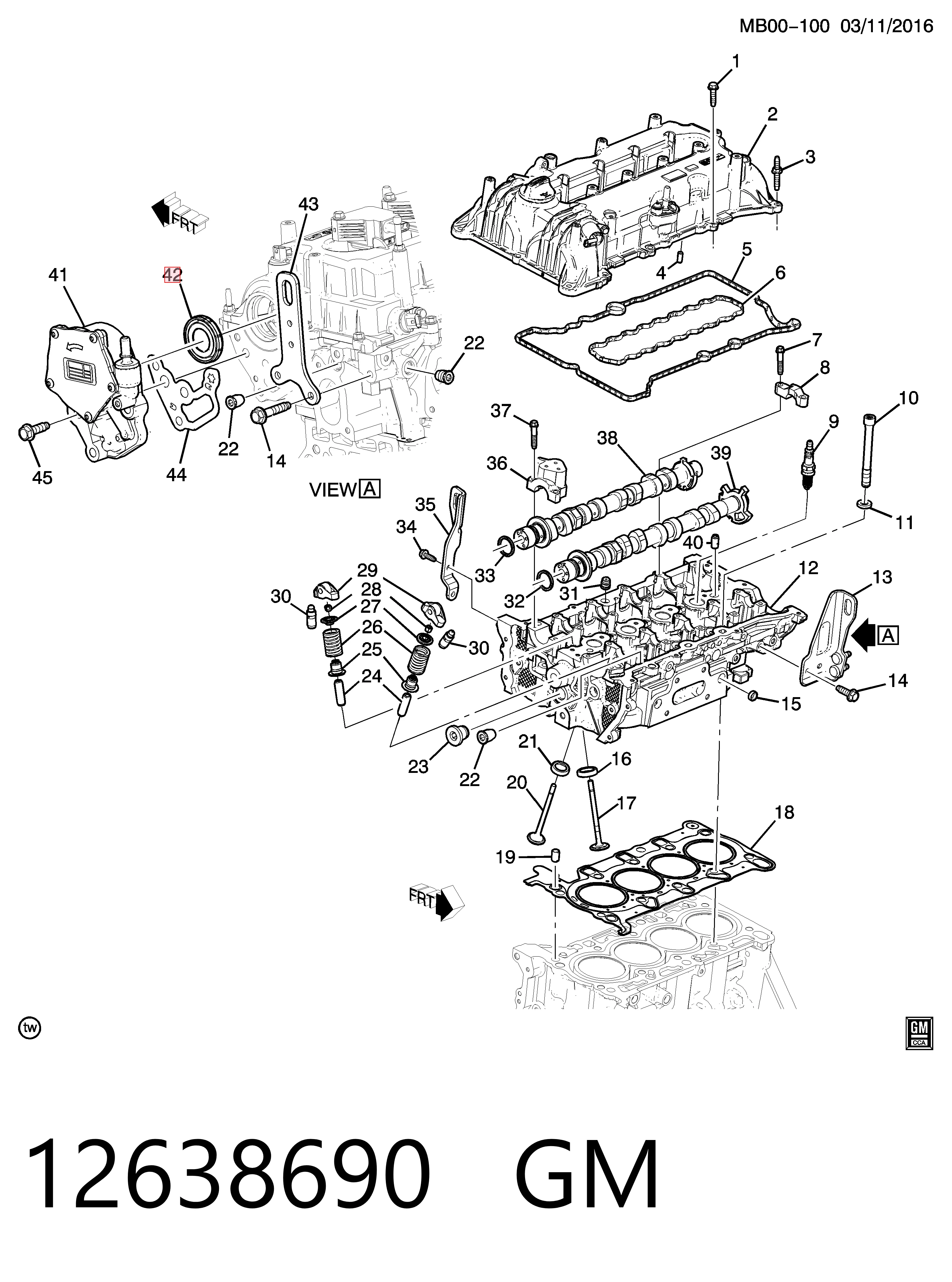 12638690 General Motors Сальник распредвала двигуна, задній