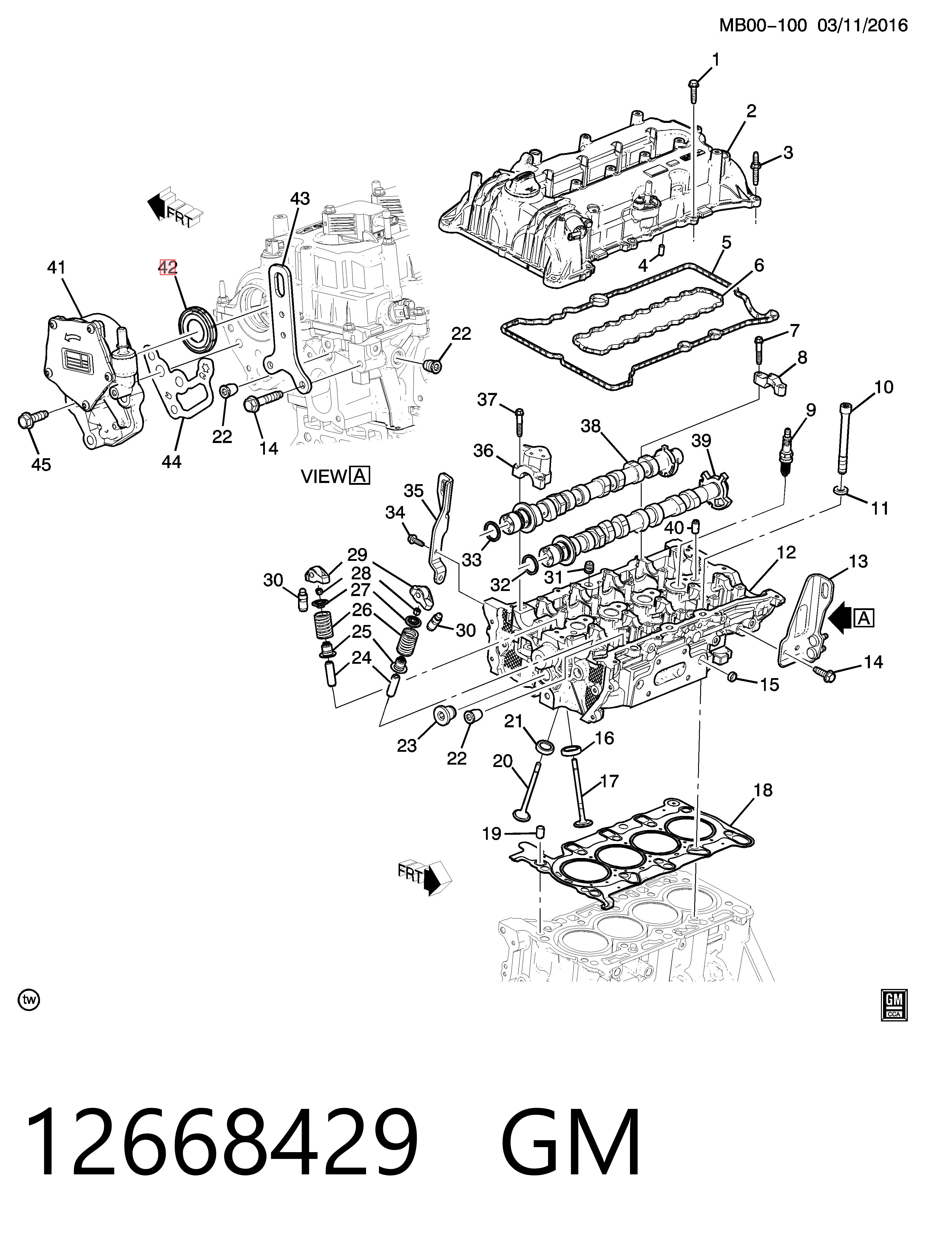 12668429 General Motors Сальник распредвала двигуна, задній