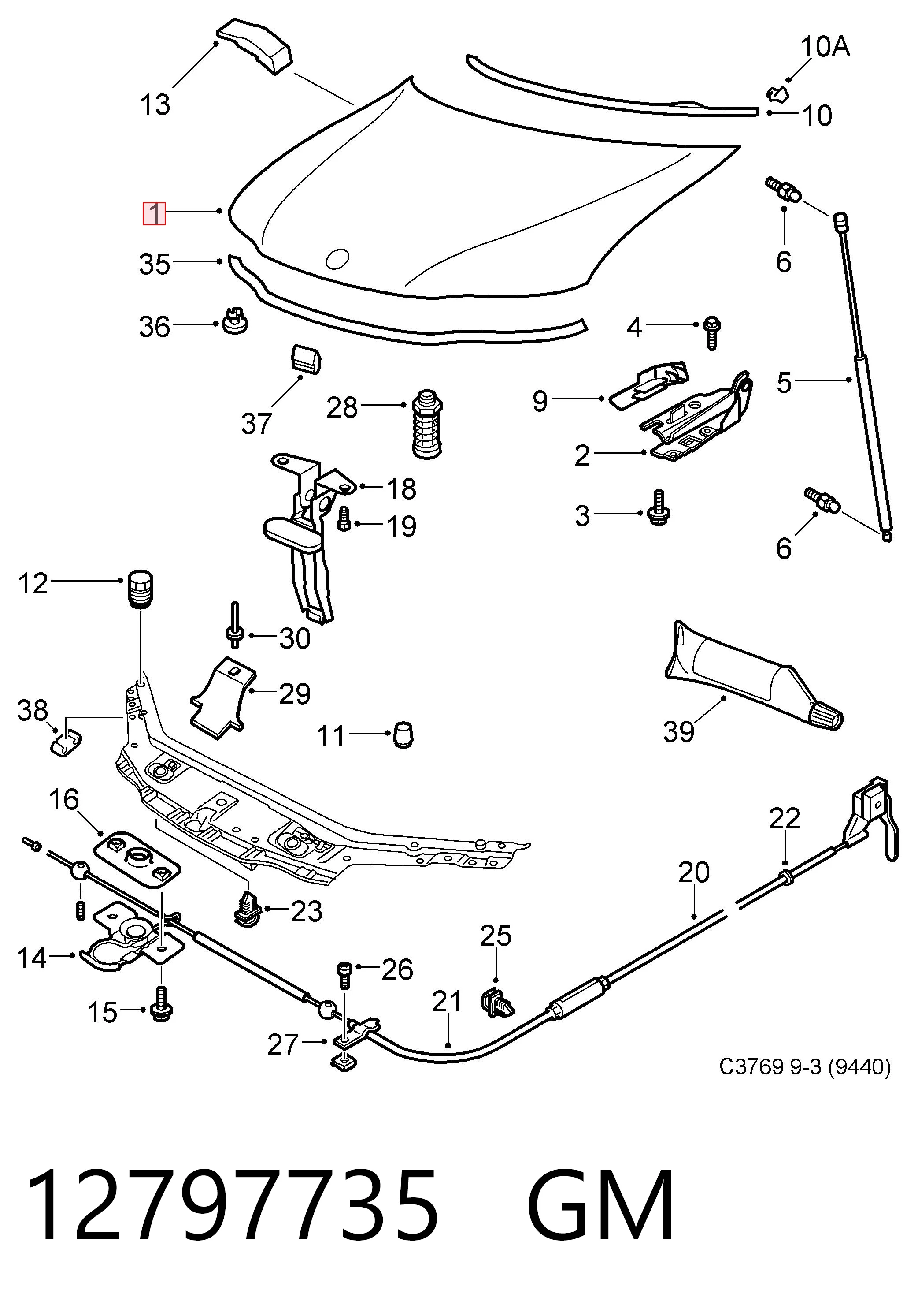 Капот на Saab 9-3  YS3F