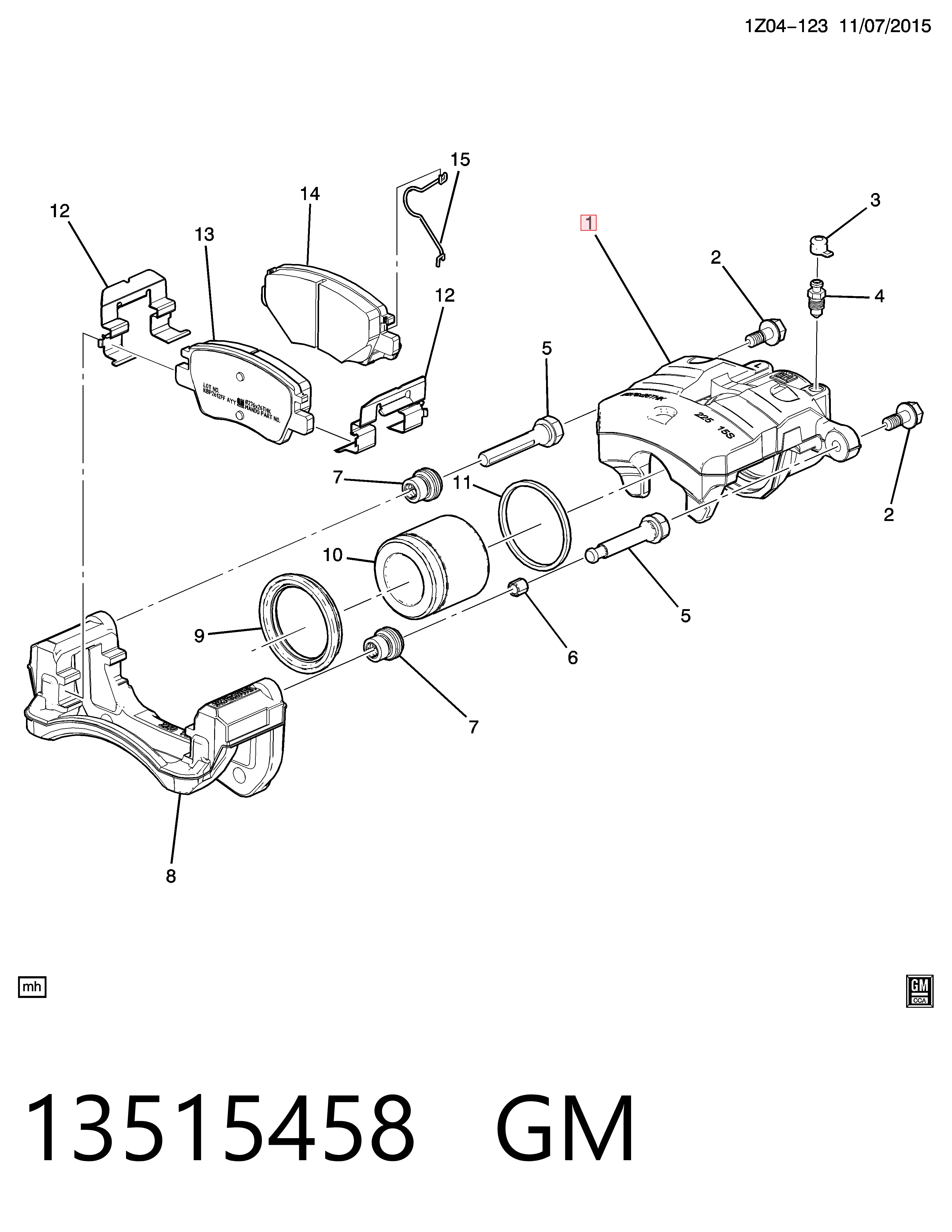 13511090 Peugeot/Citroen Супорт гальмівний, передній, лівий