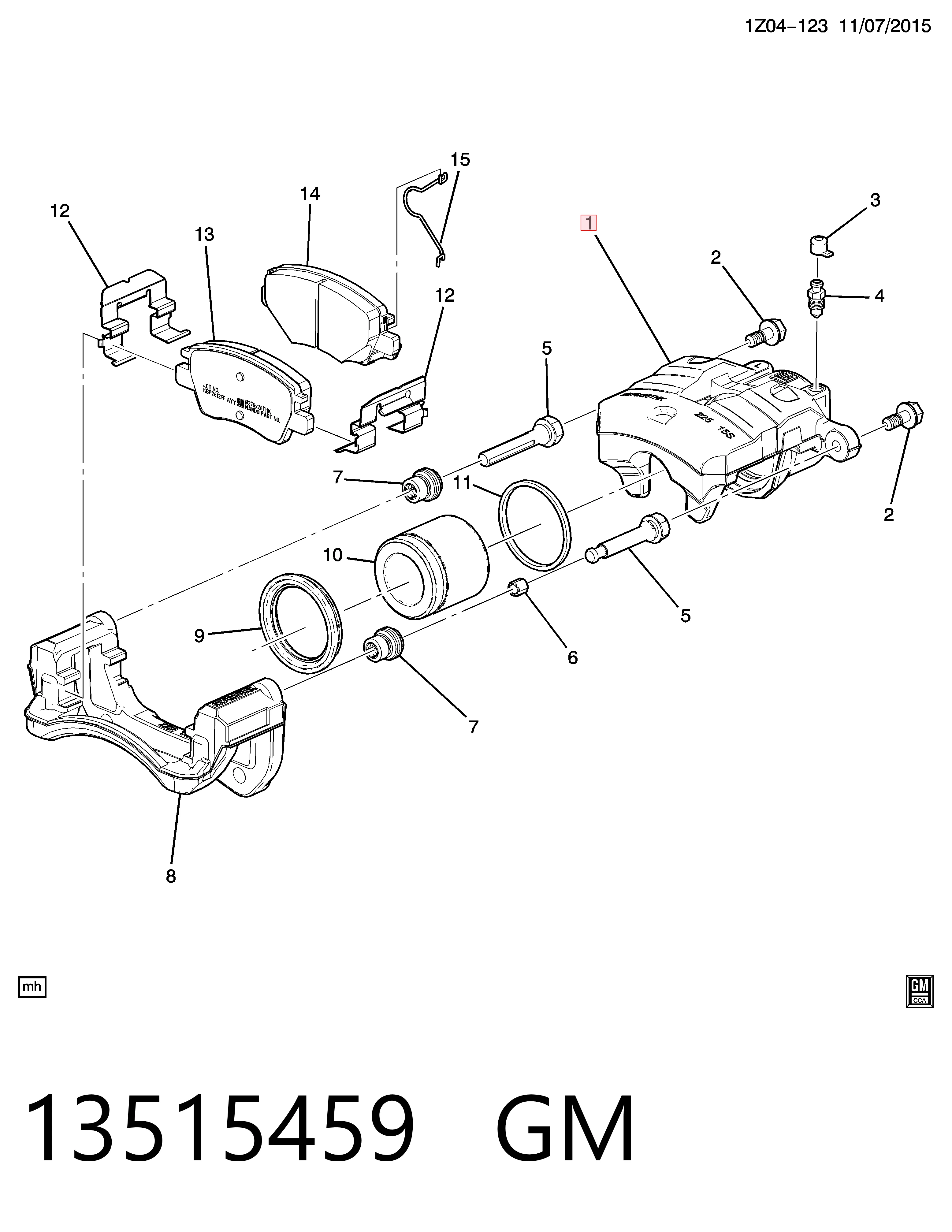 13511091 Opel Супорт гальмівний передній правий