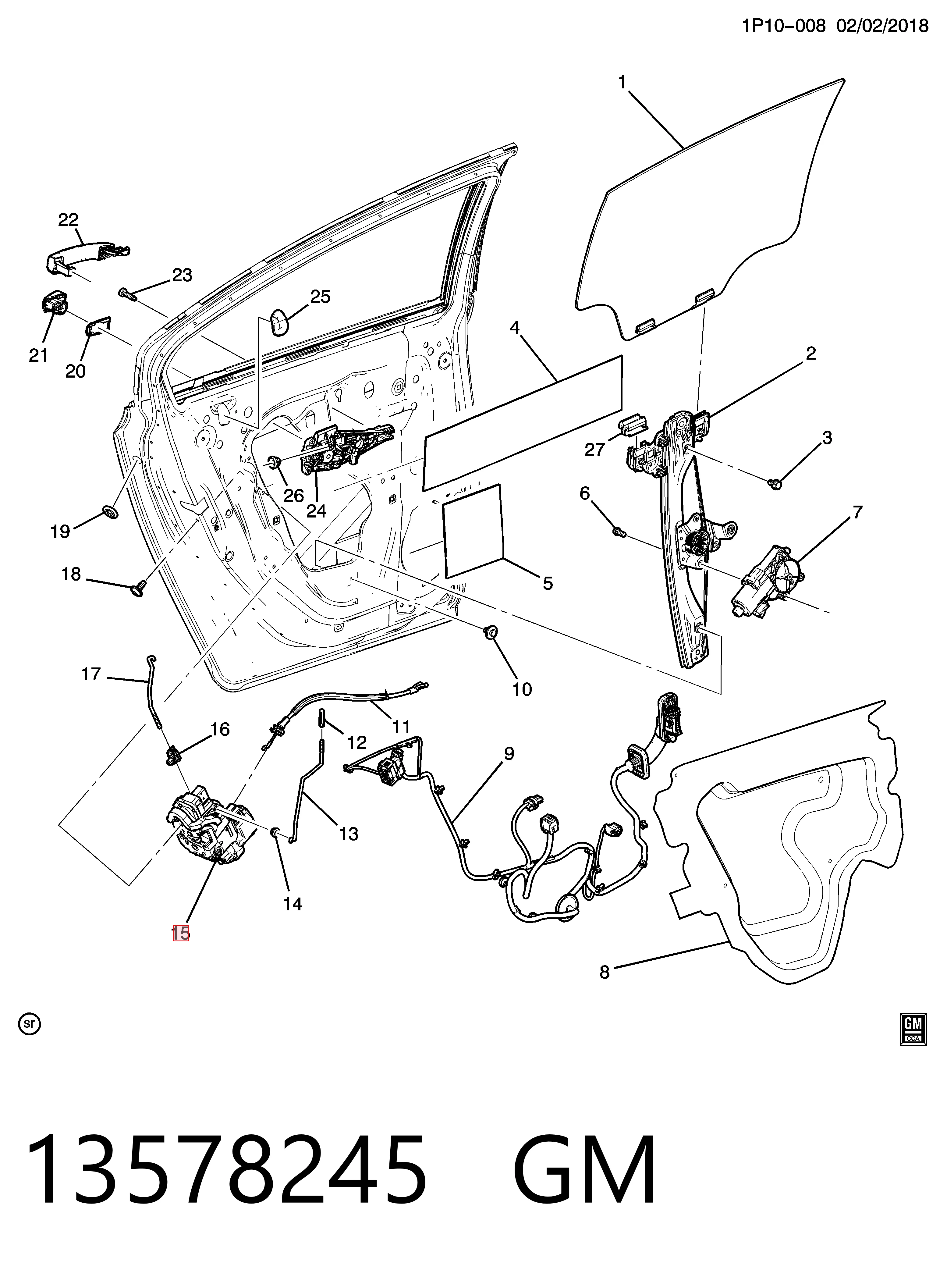 13579566 Peugeot/Citroen Замок задньої дверї, правої