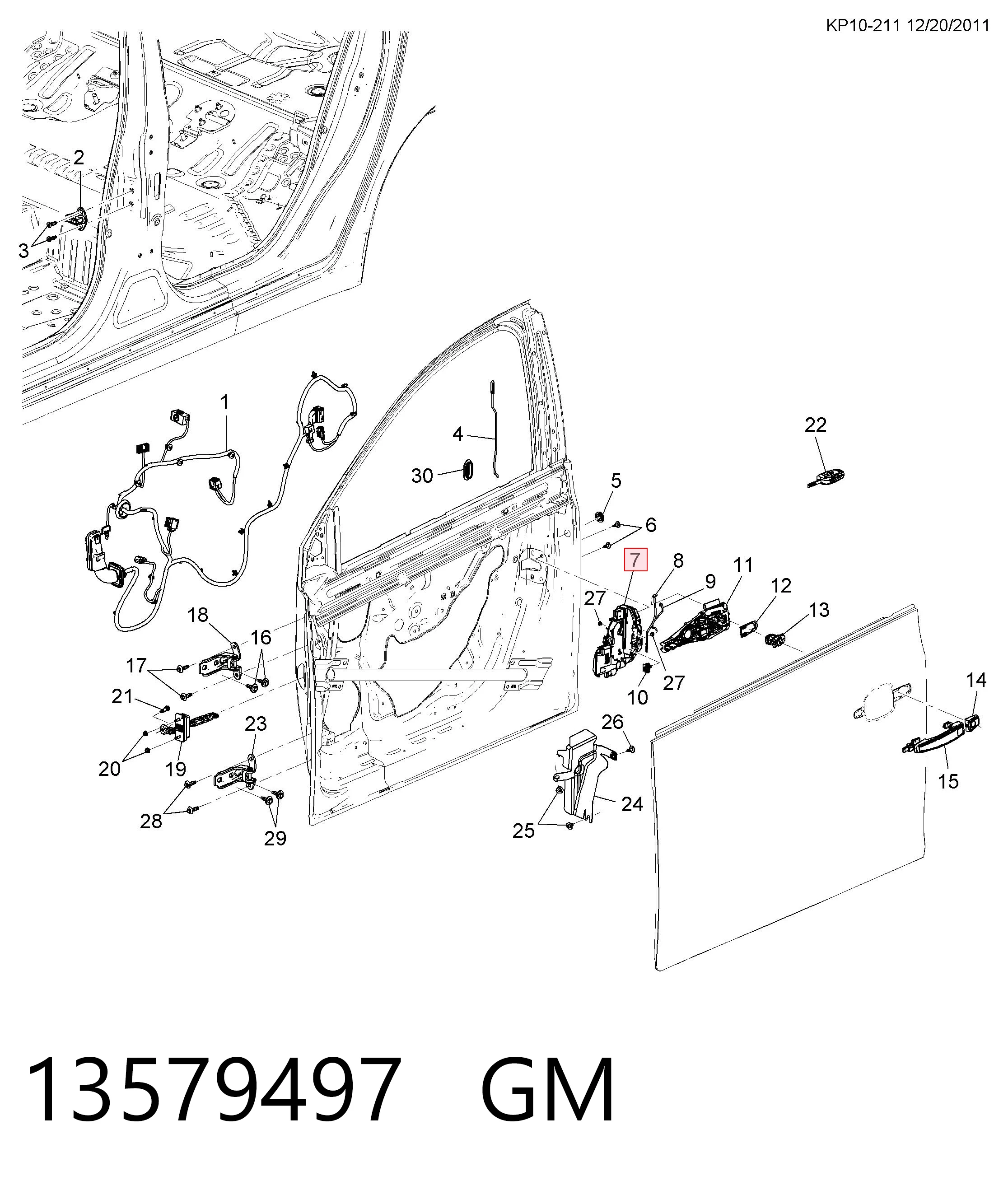 13579497 General Motors Замок водійських дверей