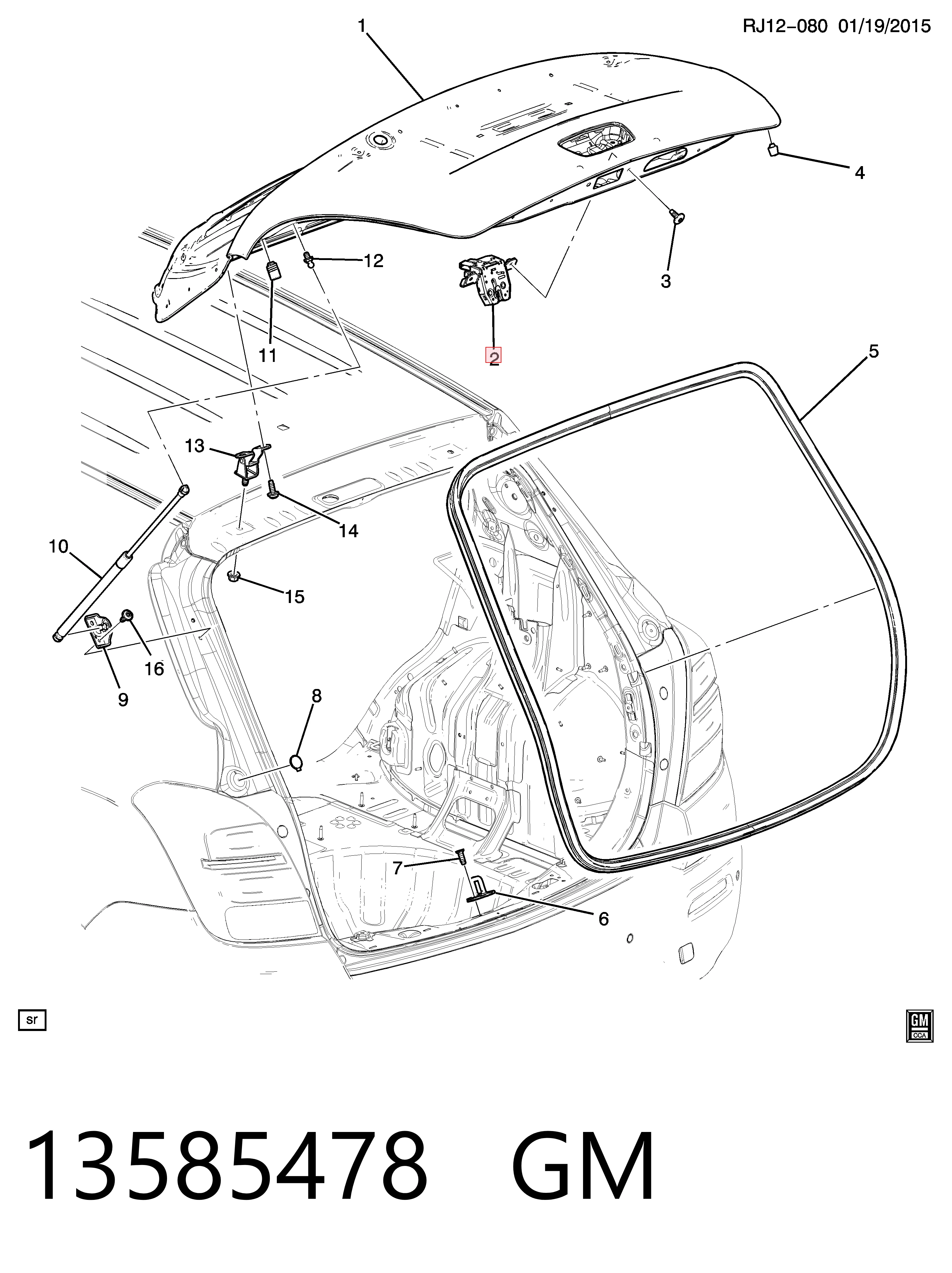 13585478 General Motors Замок п'ятих дверей