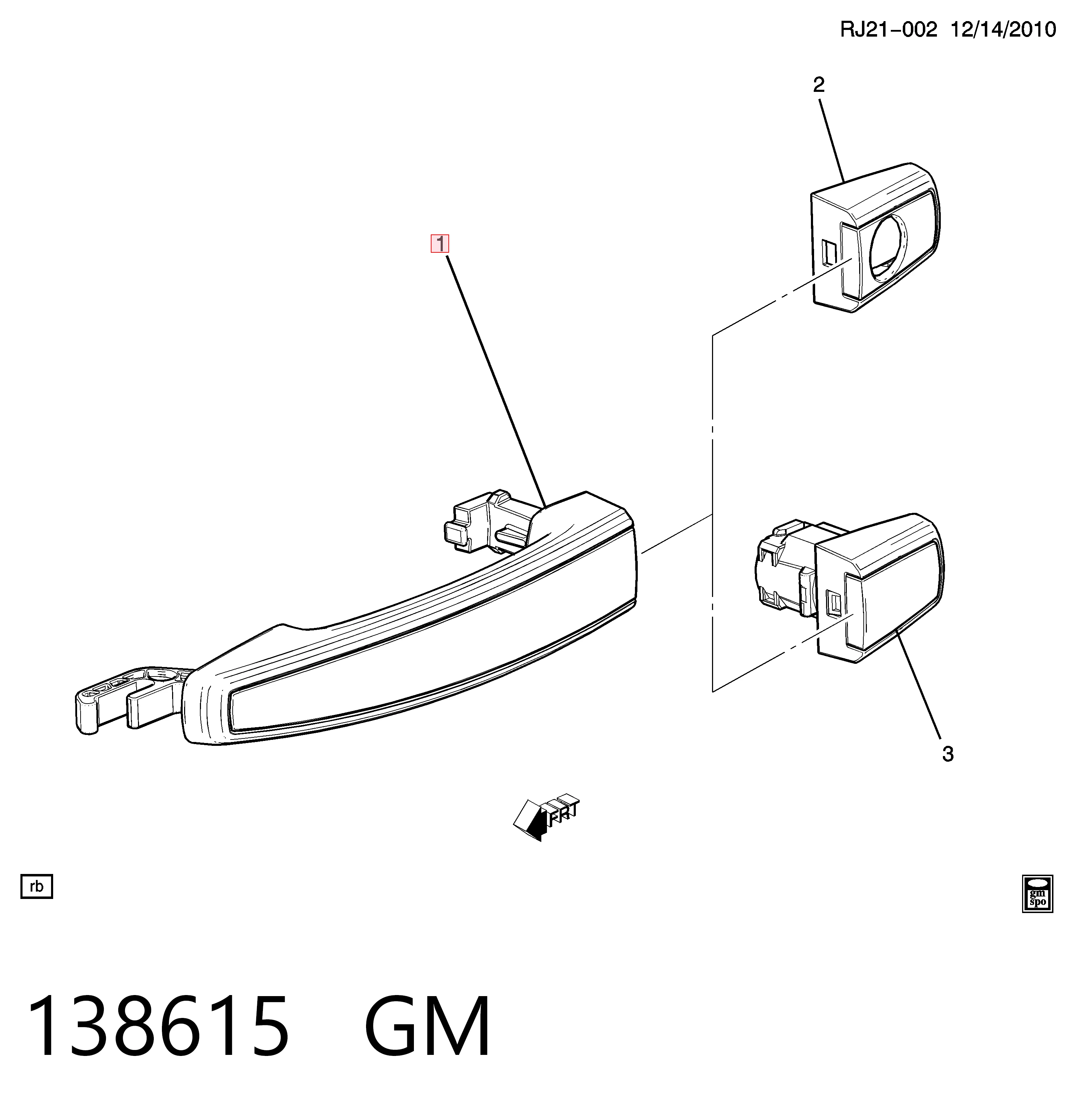 138615 General Motors Ручка передніх дверей, зовнішня